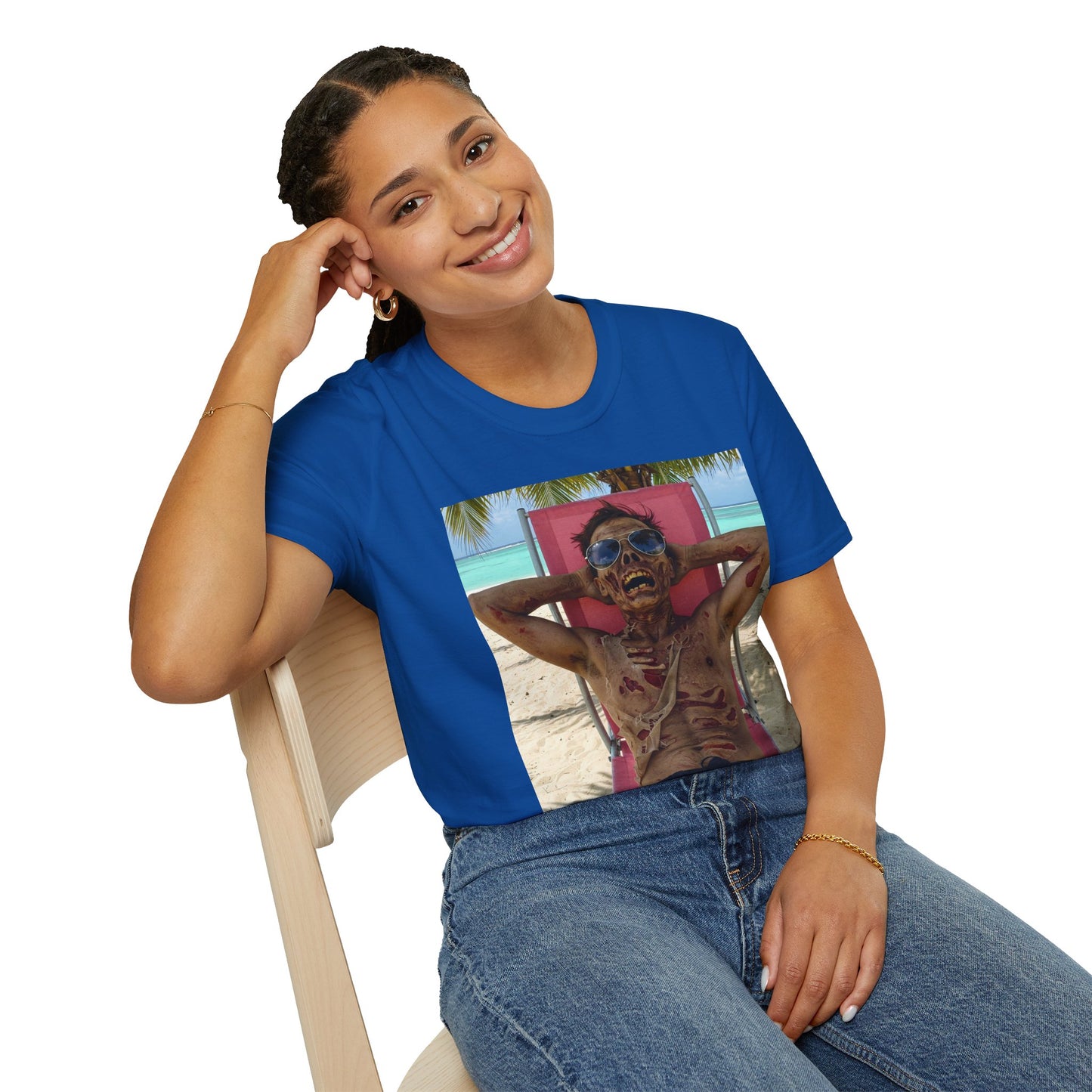 Chill Zombie Unisex Softstyle T-Shirt - Perfect for Beach Days & Halloween