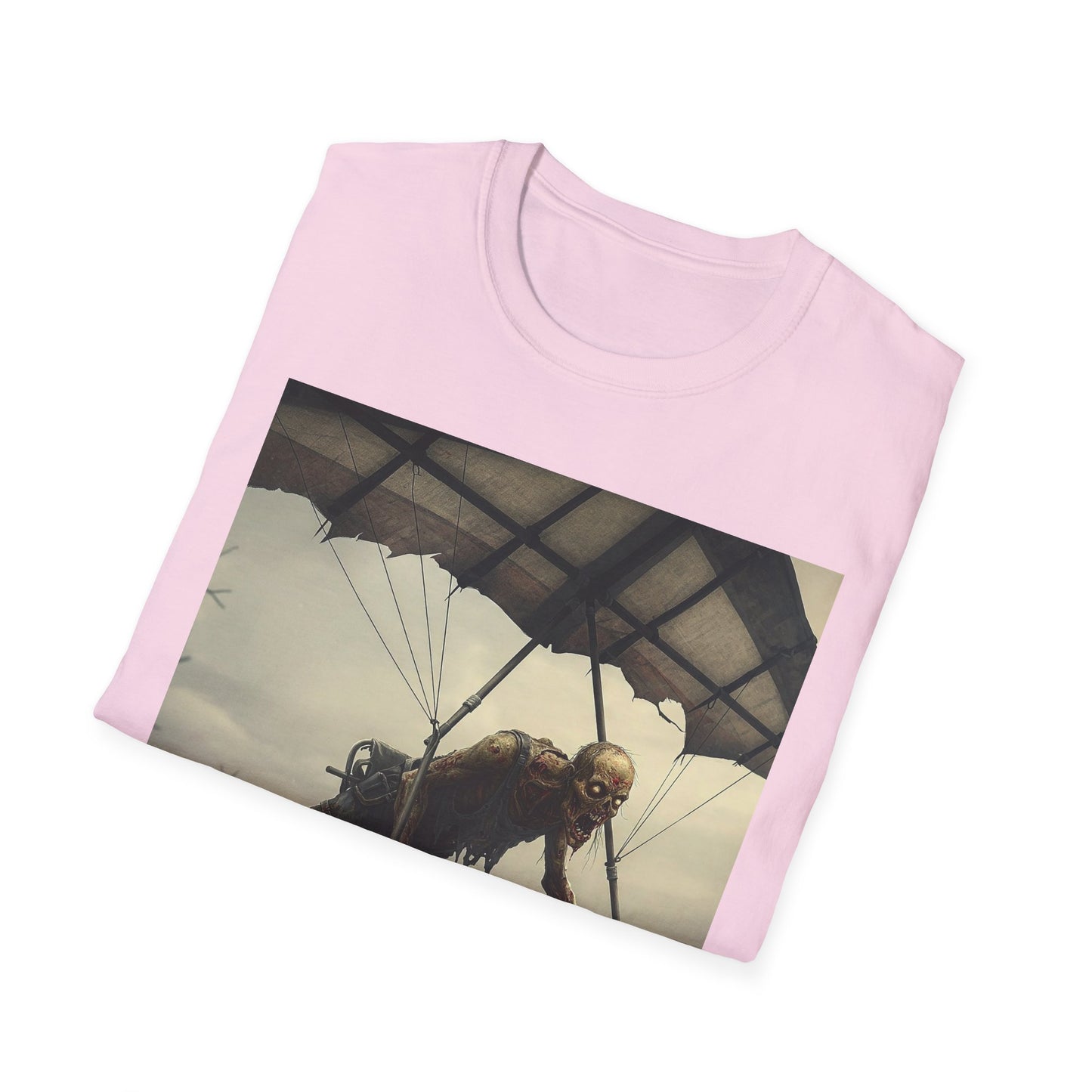 Zombie Parachute Unisex Softstyle T-Shirt - Perfect for Halloween and Horror Fans