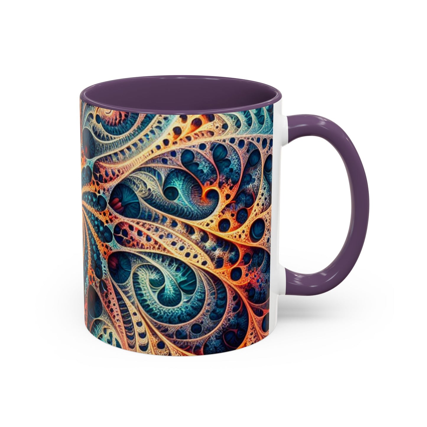 Colorful Swirl Accent Coffee Mug - 11oz & 15oz Ceramic Cup for Coffee Lovers