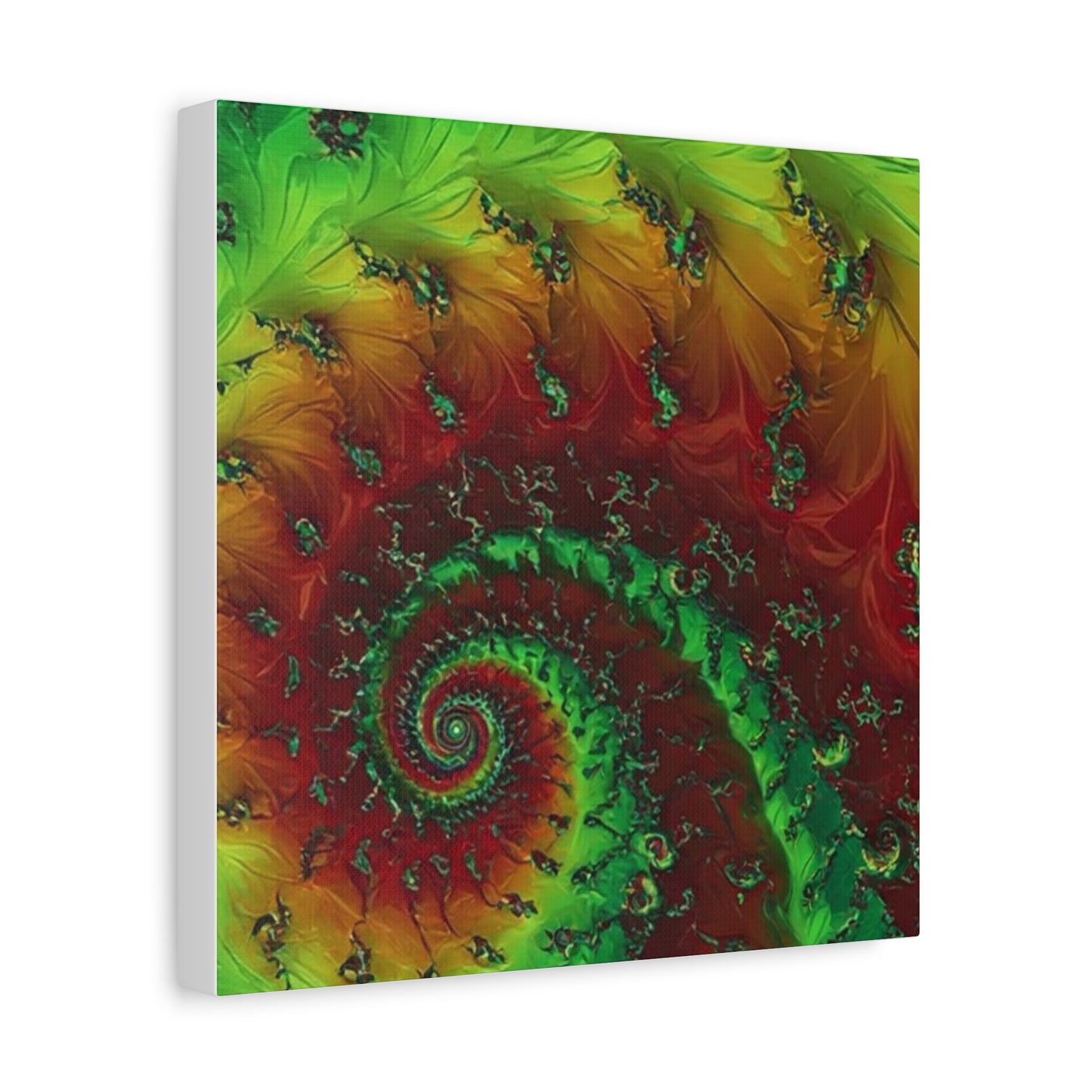 Vibrant Fractal Art Canvas - Green and Red Abstract Wall Decor