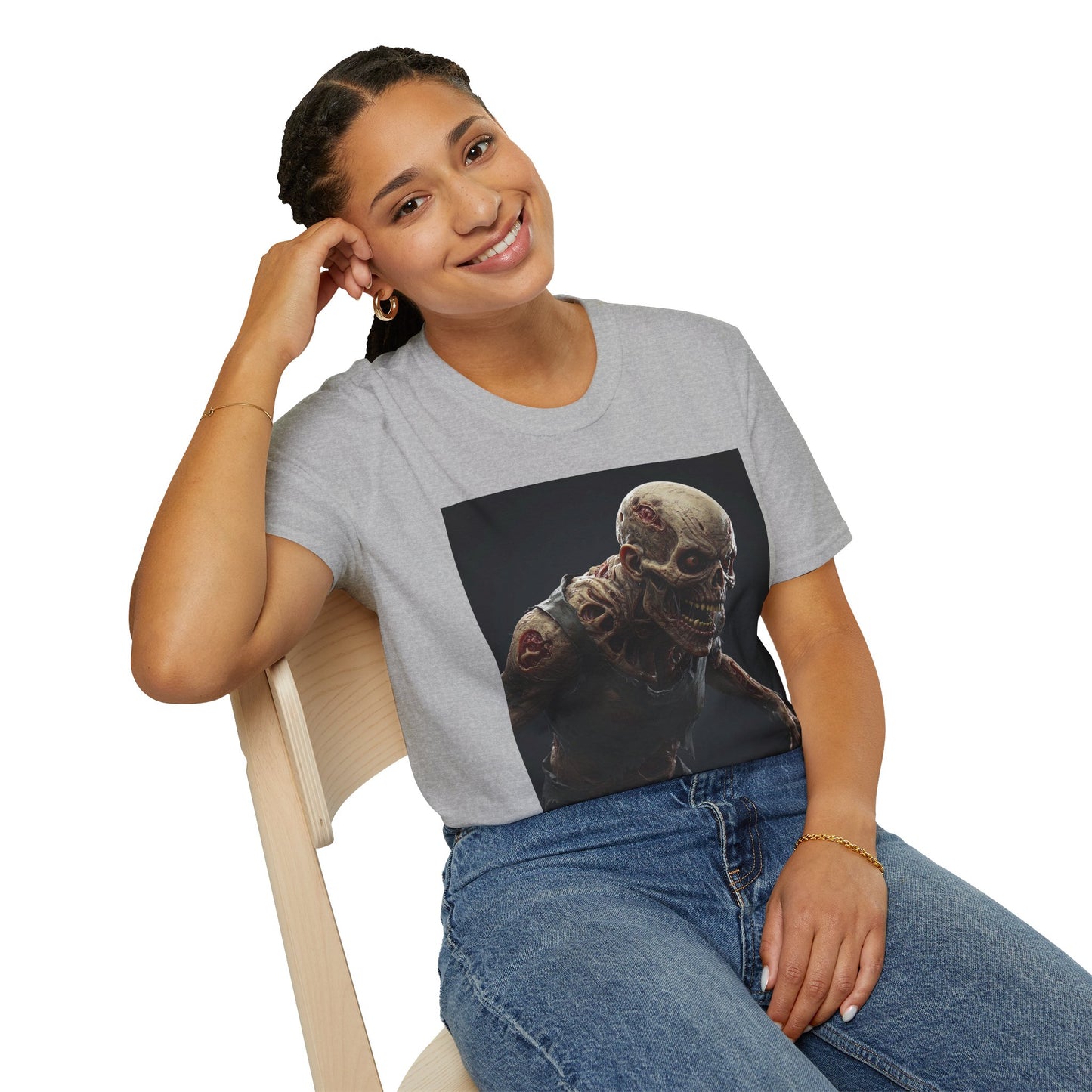 Creepy Skeleton Graphic Unisex Softstyle T-Shirt - Perfect for Halloween & Horror Fans