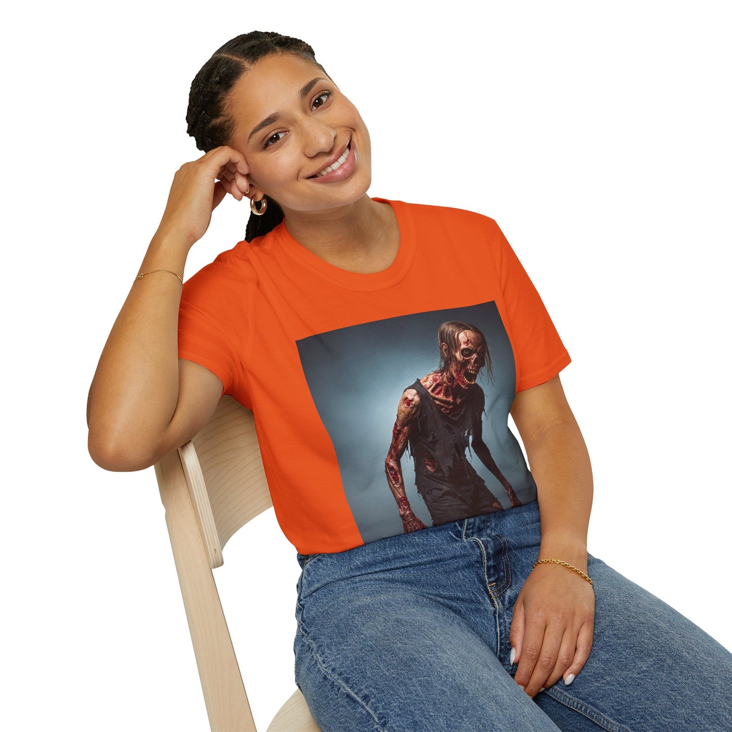 Zombie Graphic Unisex Softstyle T-Shirt - Perfect for Halloween and Horror Fans