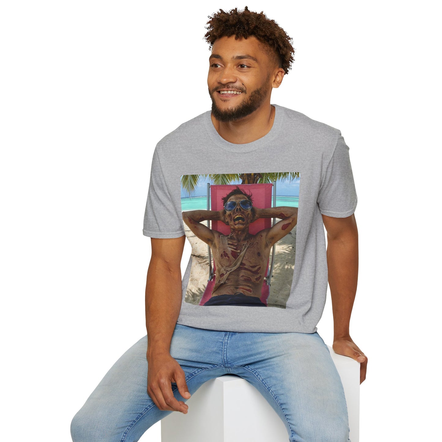 Chill Zombie Unisex Softstyle T-Shirt - Perfect for Beach Days & Halloween