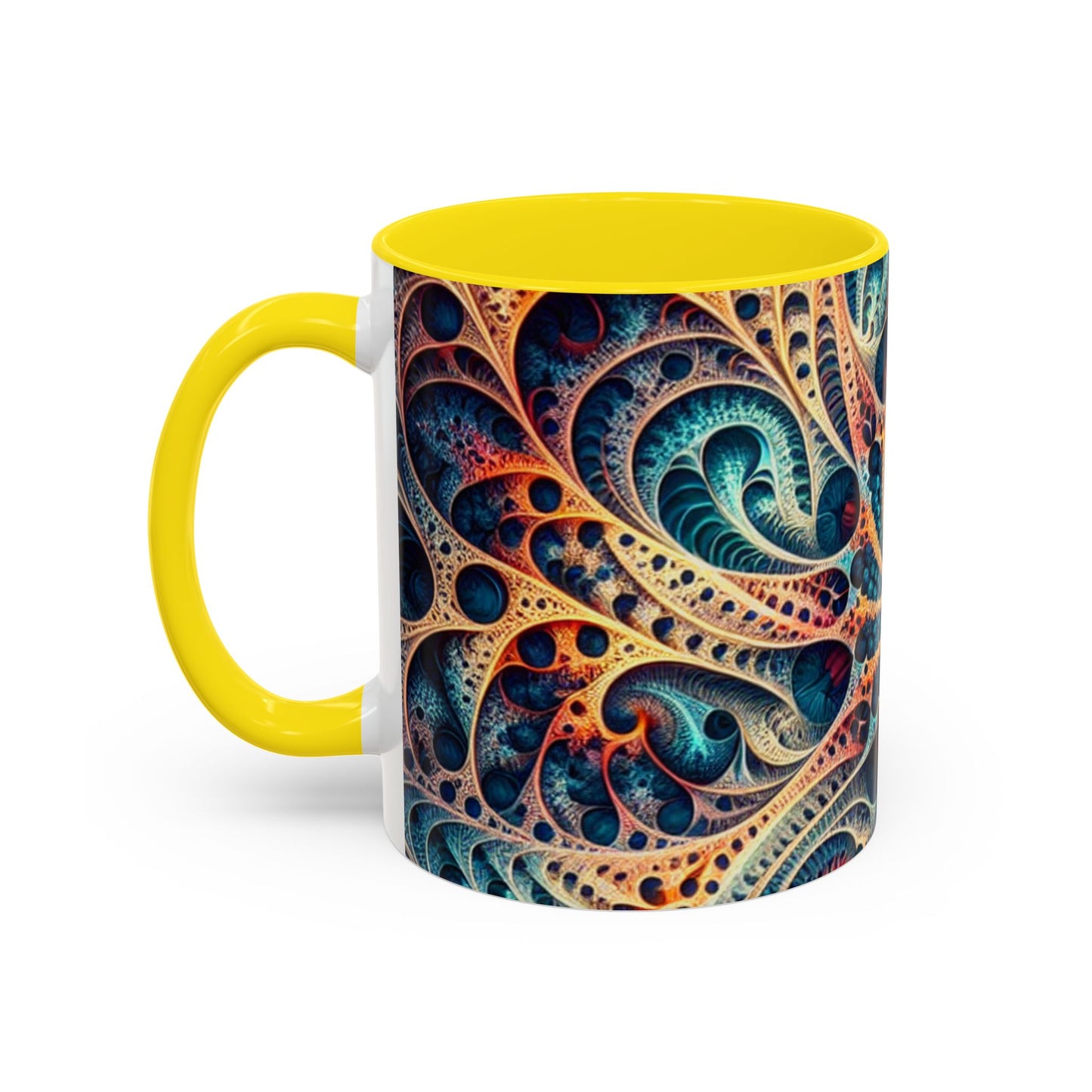 Colorful Swirl Accent Coffee Mug - 11oz & 15oz Ceramic Cup for Coffee Lovers