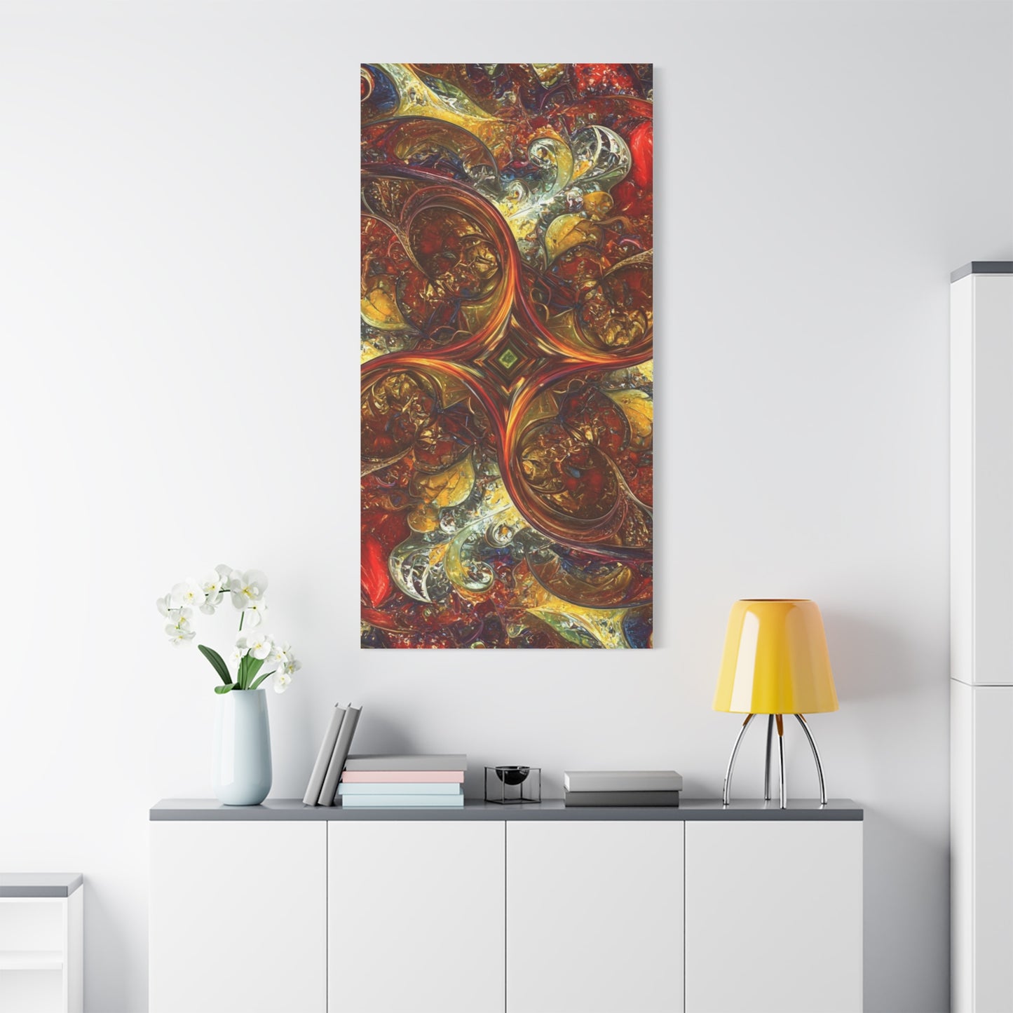 Abstract Art Matte Canvas Wall Decor - Vibrant Fractal Design, Colorful Home Accent