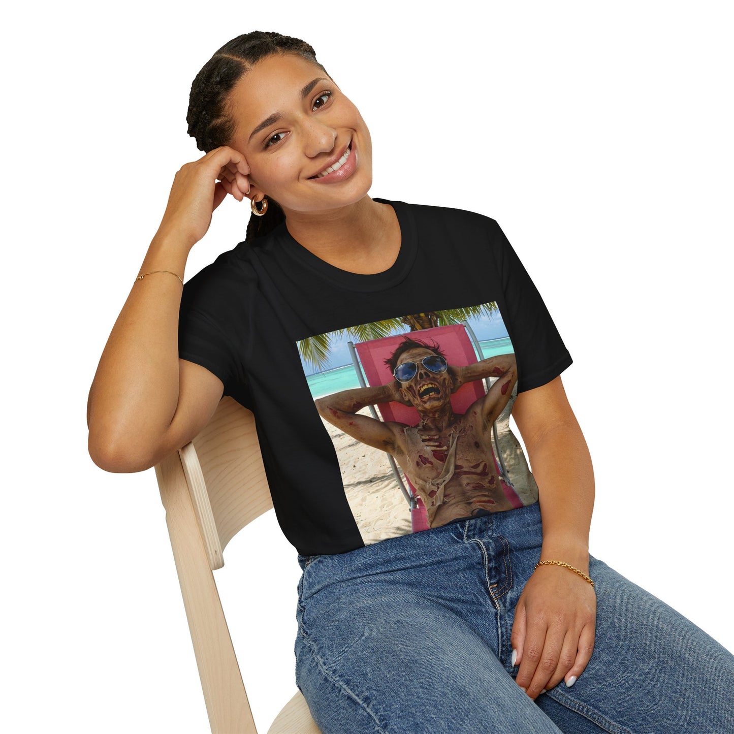 Chill Zombie Unisex Softstyle T-Shirt - Perfect for Beach Days & Halloween