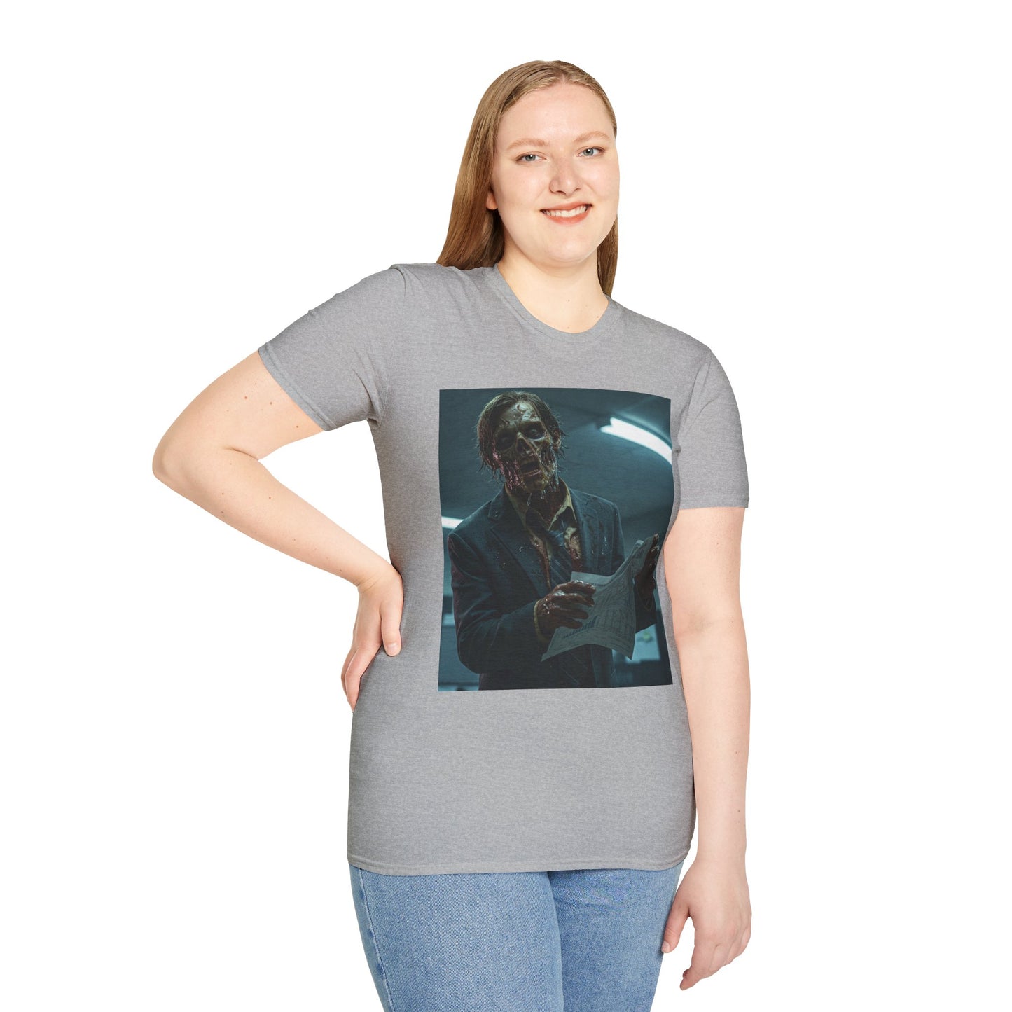 Zombie Horror Unisex Softstyle T-Shirt - Spooky Graphic Tee for Halloween and Horror Lovers