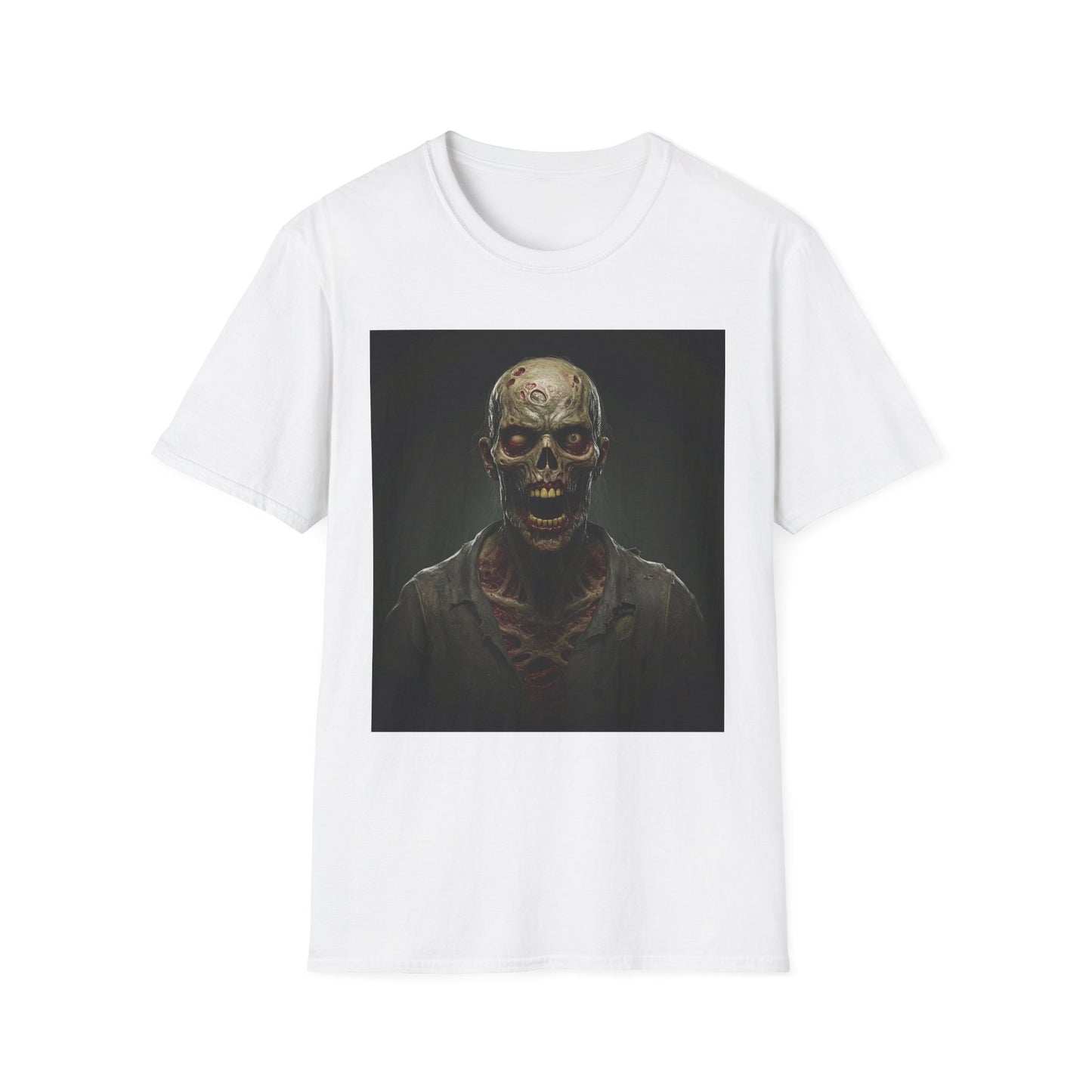Apocalyptic Portrait Tee, bold, decaying zombie graphic
