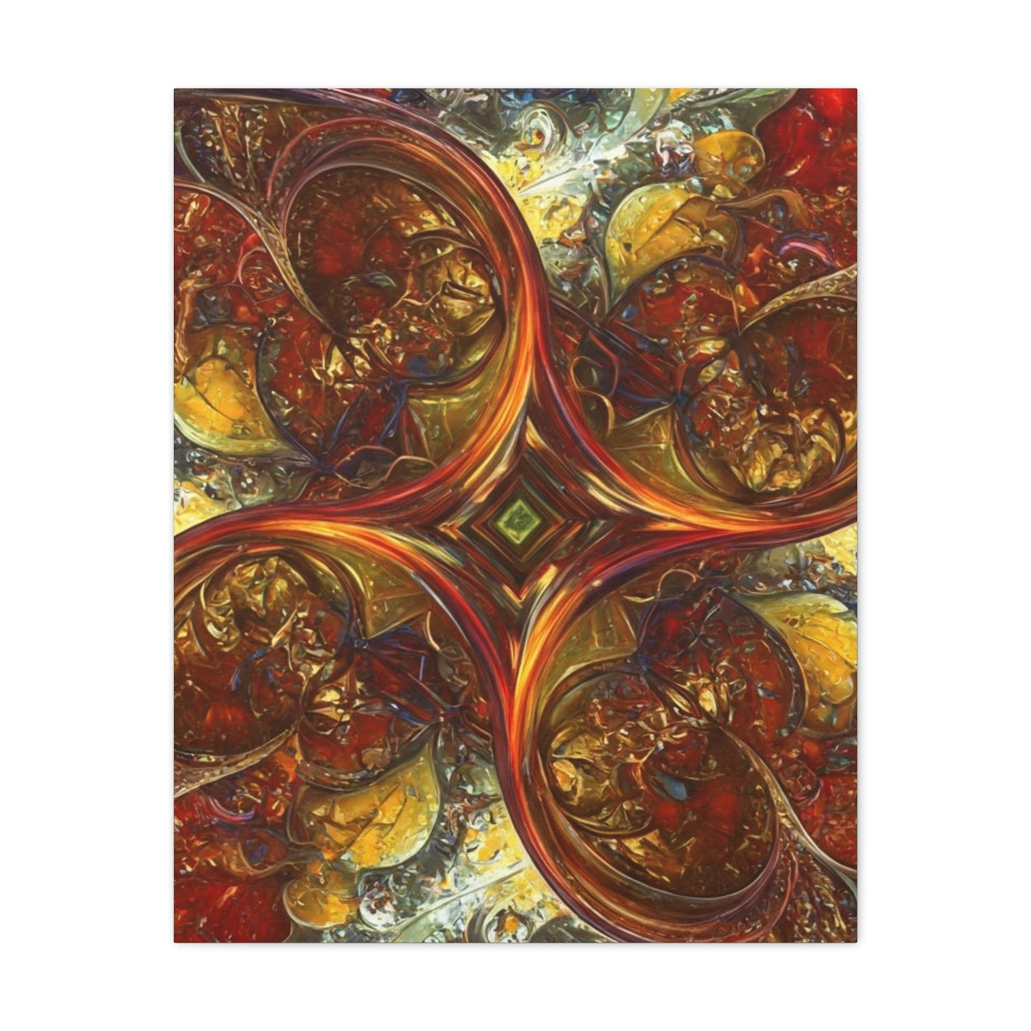 Abstract Art Matte Canvas Wall Decor - Vibrant Fractal Design, Colorful Home Accent