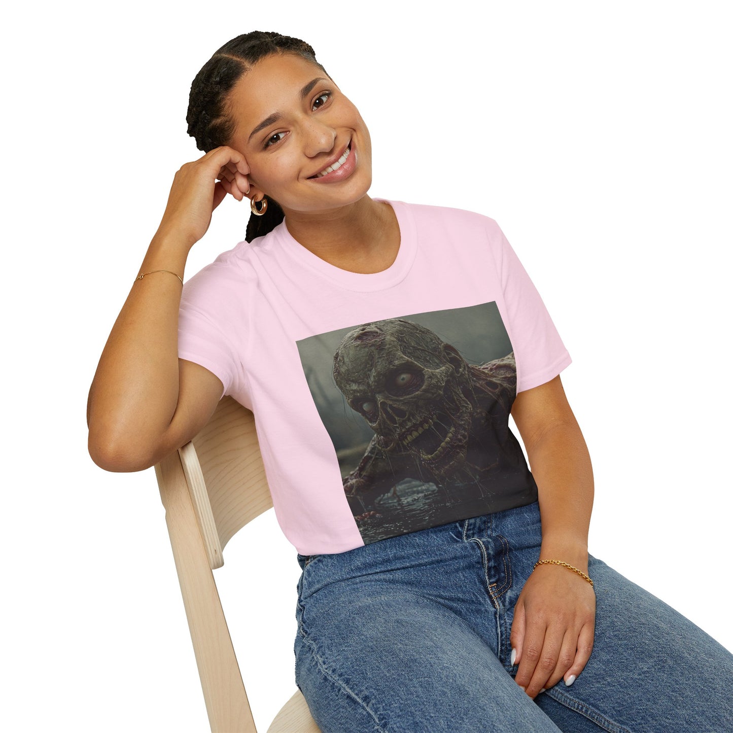 Creepy Skeleton Unisex Softstyle T-Shirt - Perfect for Halloween and Horror Fans
