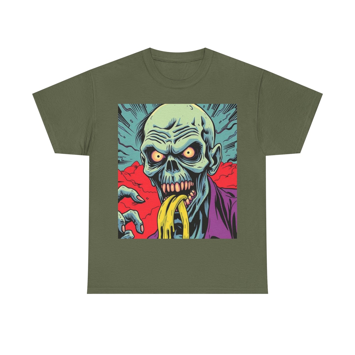 UK - Spooky Zombie Graphic Tee - Unisex Heavy Cotton T-Shirt for Halloween and Casual Wear