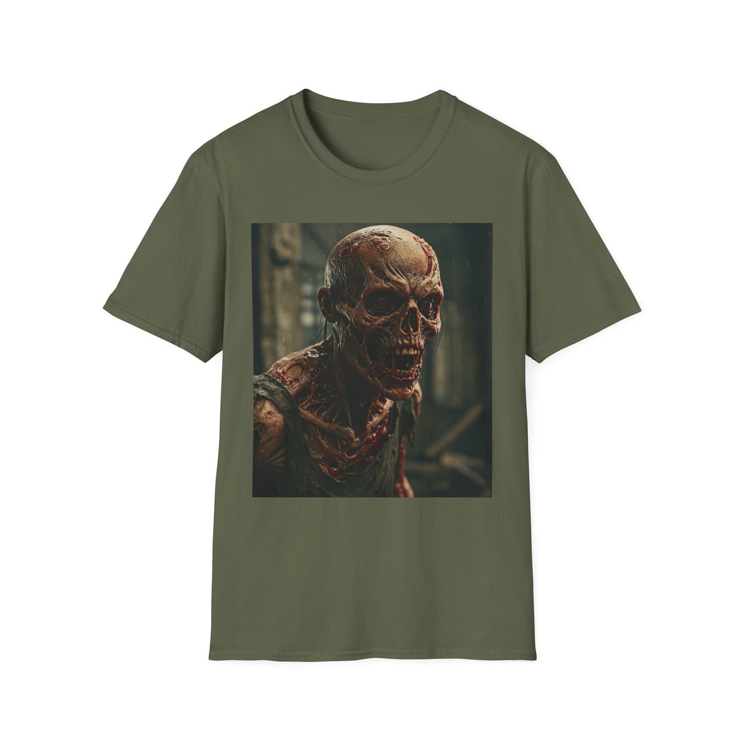 Apocalyptic Portrait Tee, bold, decaying zombie graphic