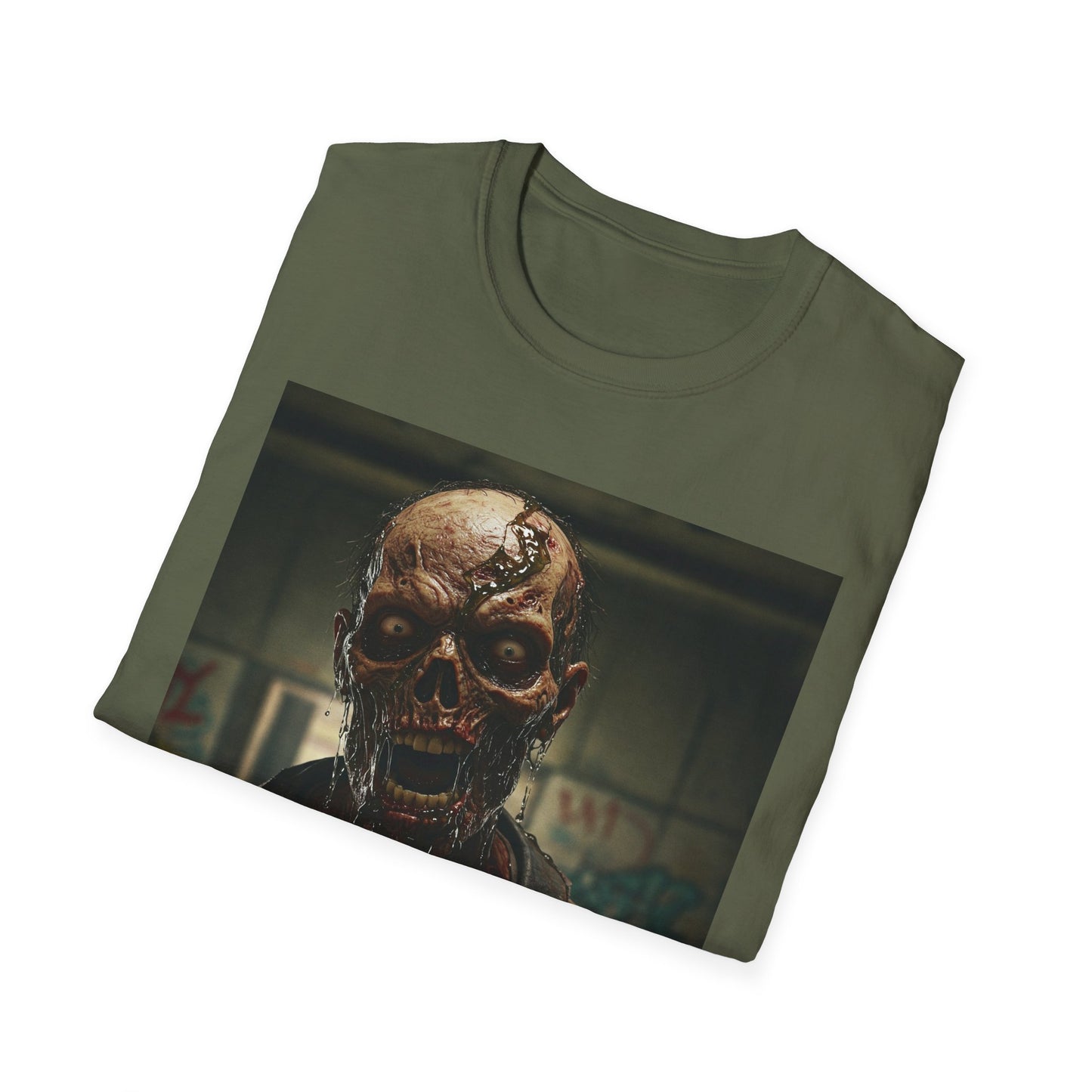 Apocalyptic Portrait Tee, bold, decaying zombie graphic