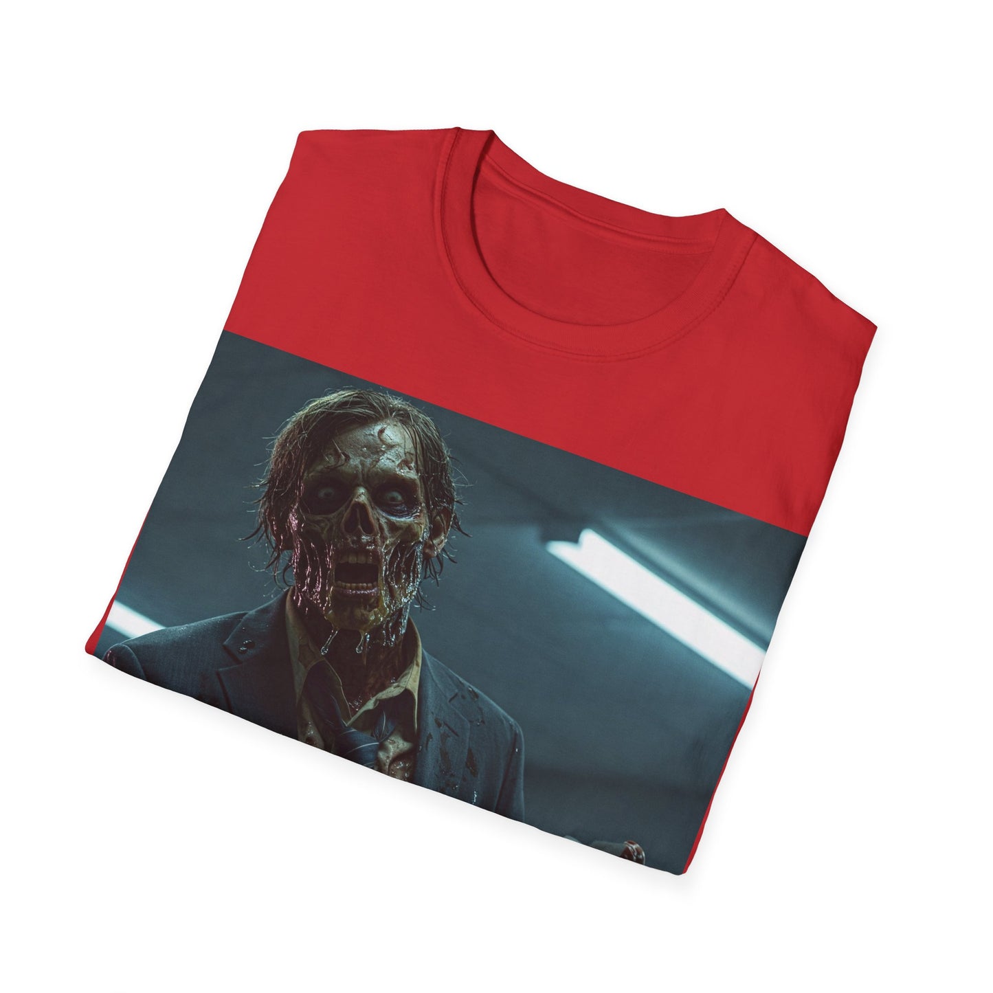 UK - Zombie Horror Unisex Softstyle T-Shirt - Spooky Graphic Tee for Halloween and Horror Lovers