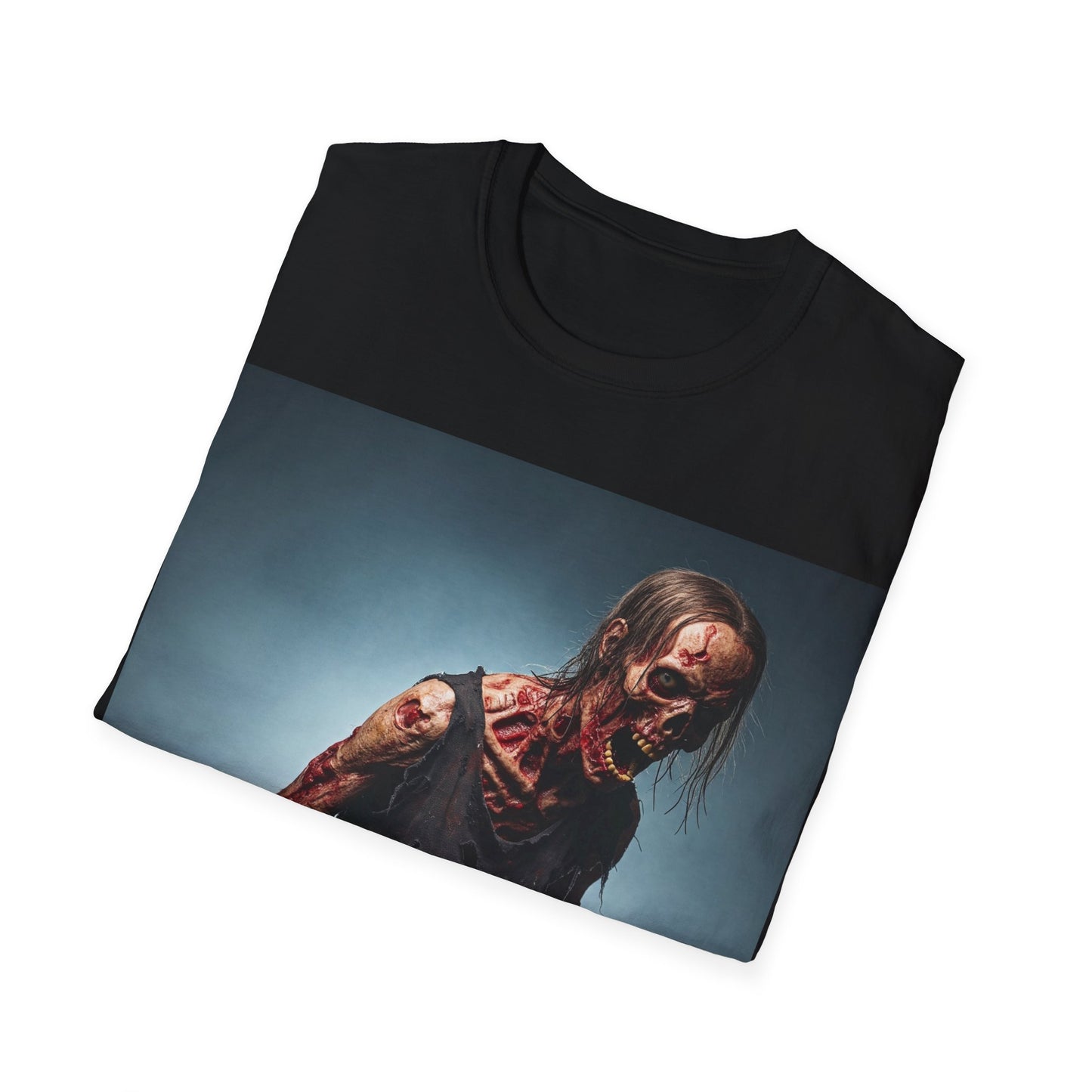 UK - Zombie Graphic Unisex Softstyle T-Shirt - Perfect for Halloween and Horror Fans