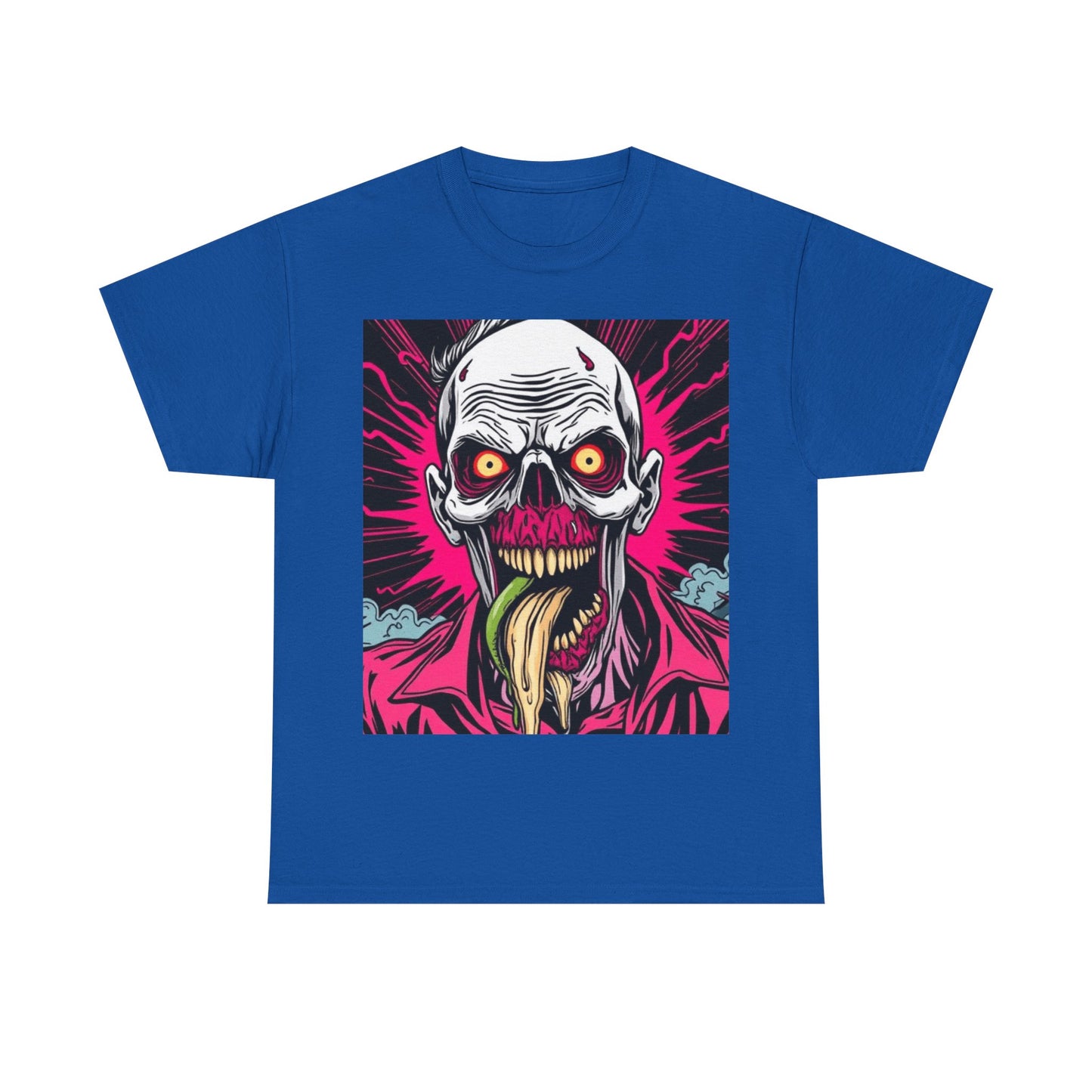 UK - Unisex Heavy Cotton Tee - Spooky Skull Art Graphic Tee