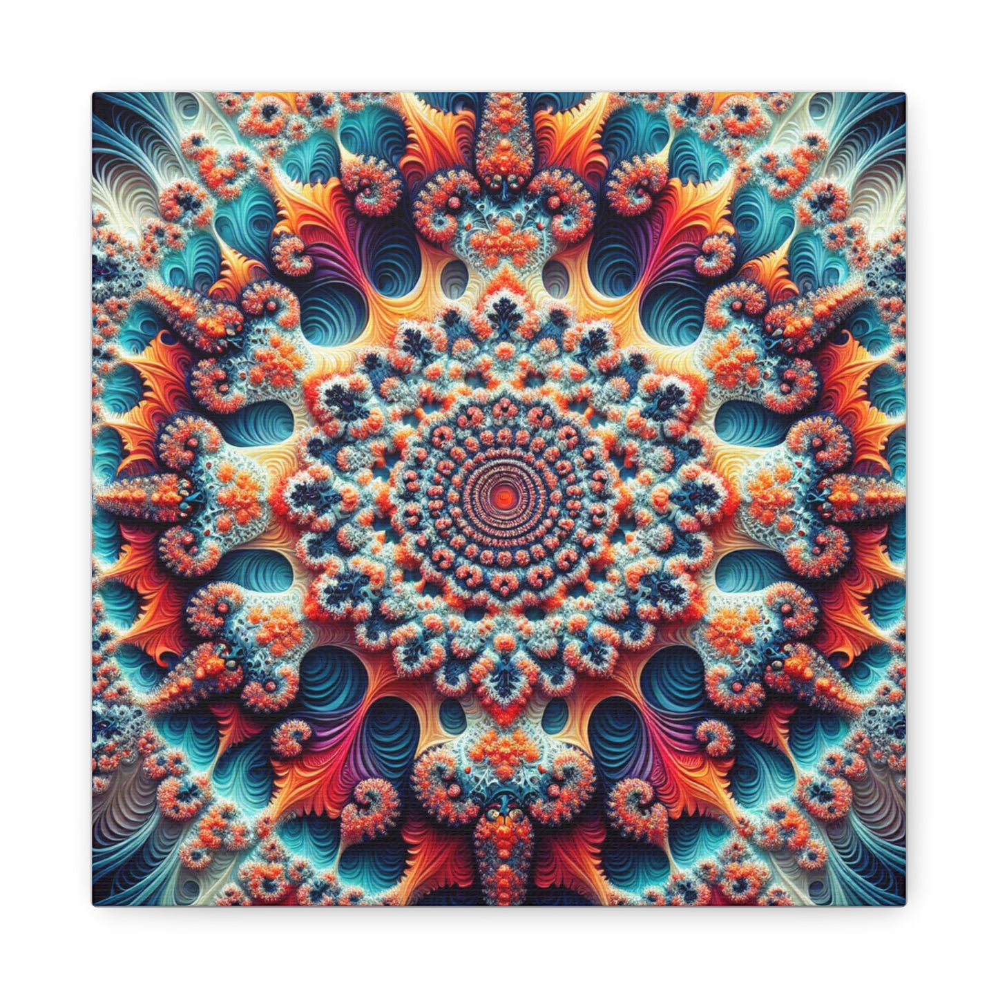 Vibrant Fractal Art Canvas – Stunning Stretched Wall Decor for Home or Office