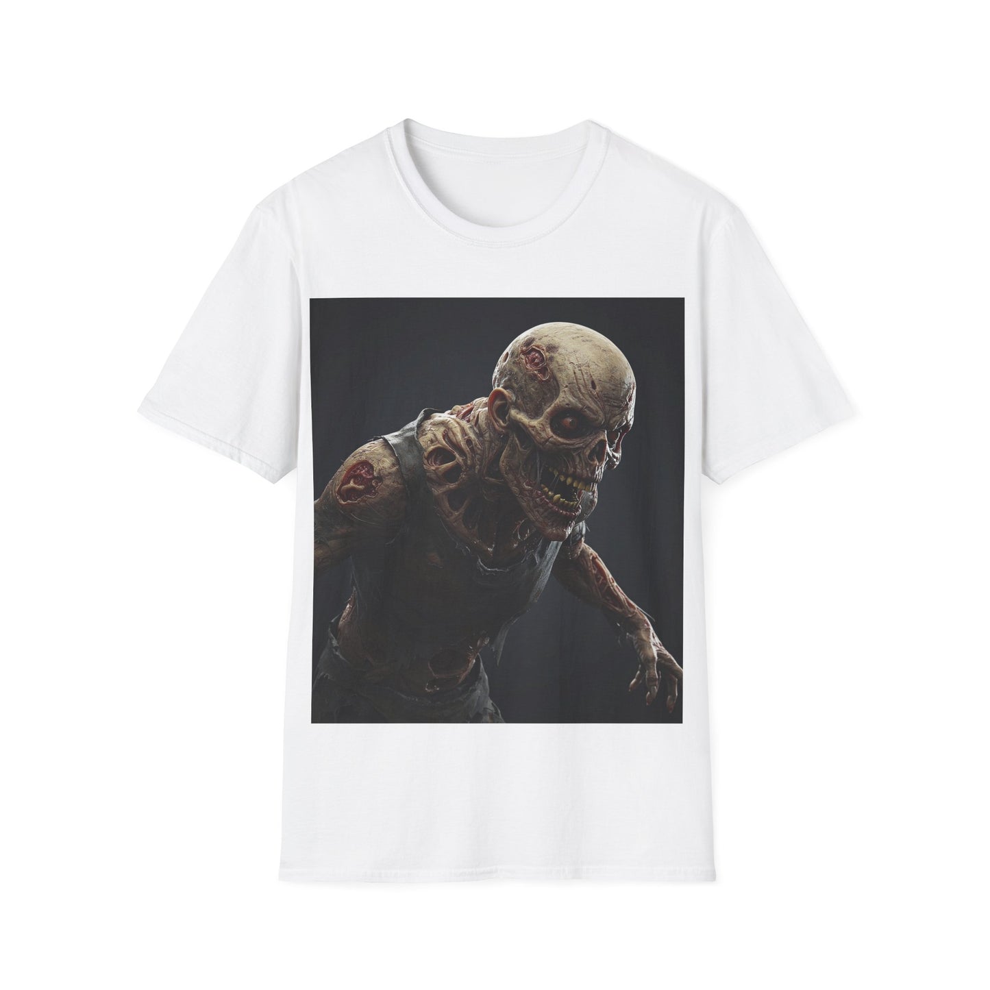 UK - Creepy Skeleton Graphic Unisex Softstyle T-Shirt - Perfect for Halloween & Horror Fans