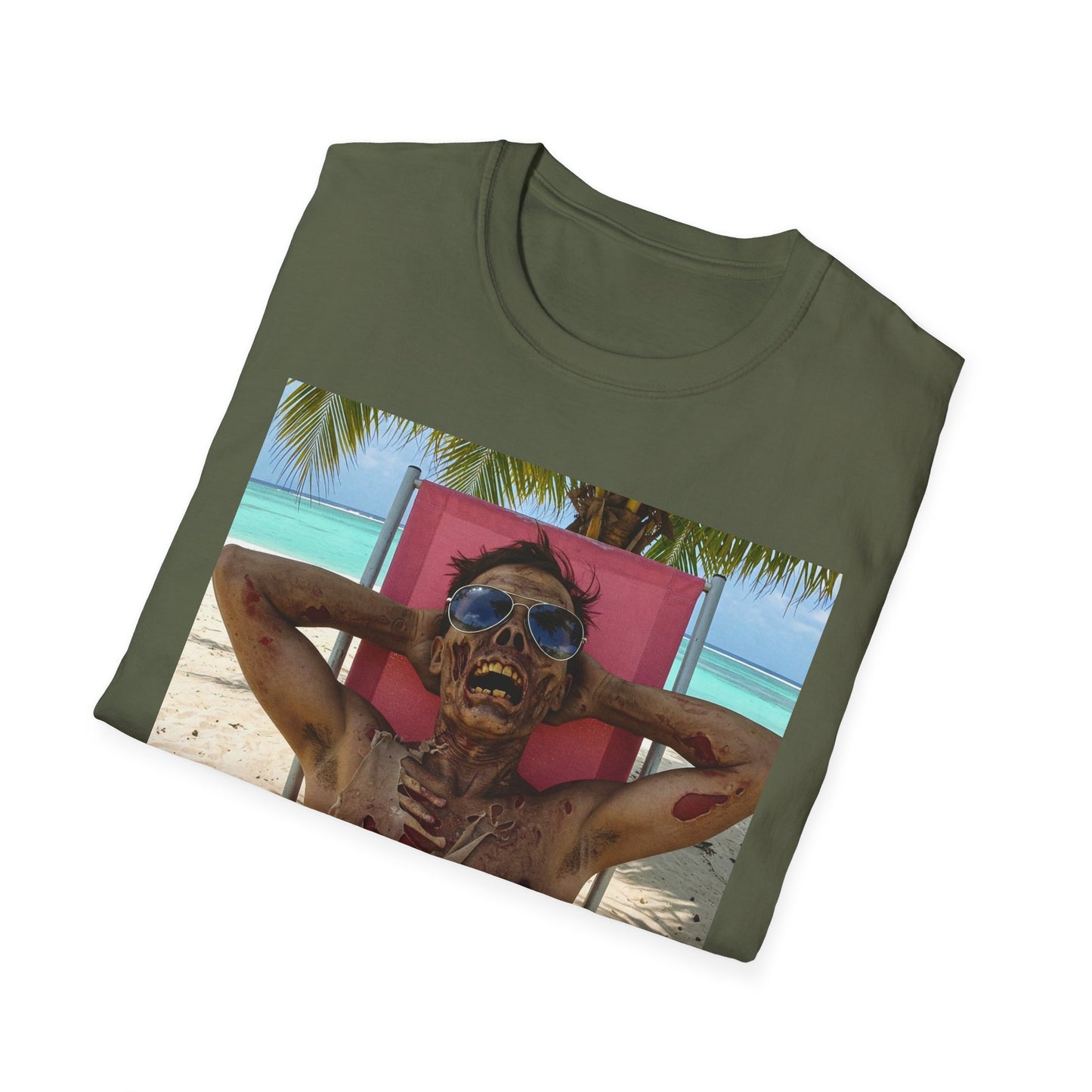 Chill Zombie Unisex Softstyle T-Shirt - Perfect for Beach Days & Halloween