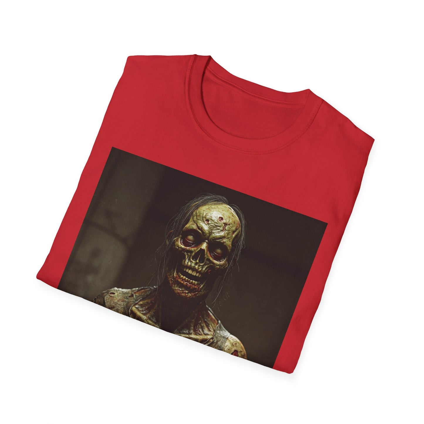 Creepy Horror-Themed Unisex Softstyle T-Shirt for Halloween