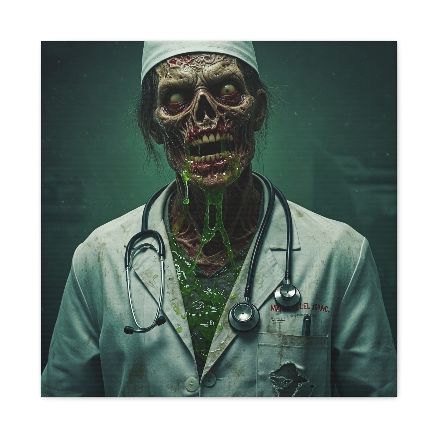 Zombie Doctor Canvas Art | Horror Medical Wall Decor | Perfect for Halloween