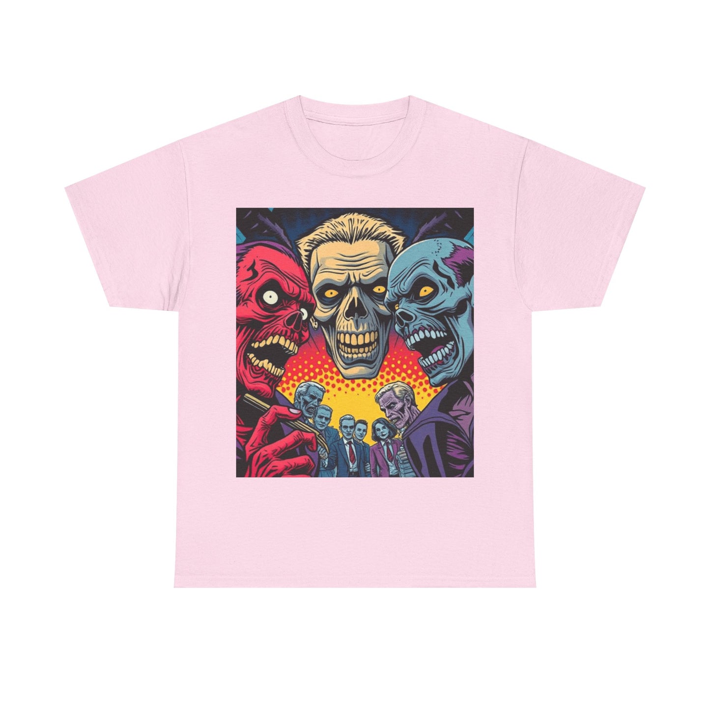 UK - Unisex Heavy Cotton Tee - Colorful Skeleton Design, Perfect for Halloween and Horror Fans