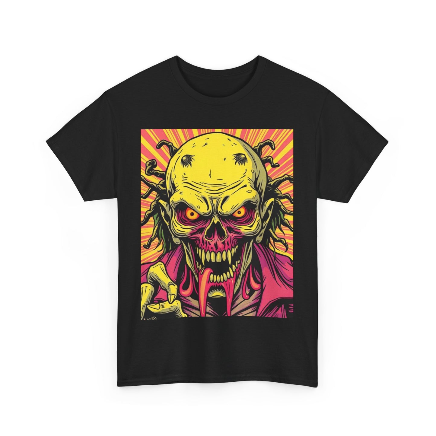 Unisex Heavy Cotton Tee - Spooky Skeleton Design for Halloween