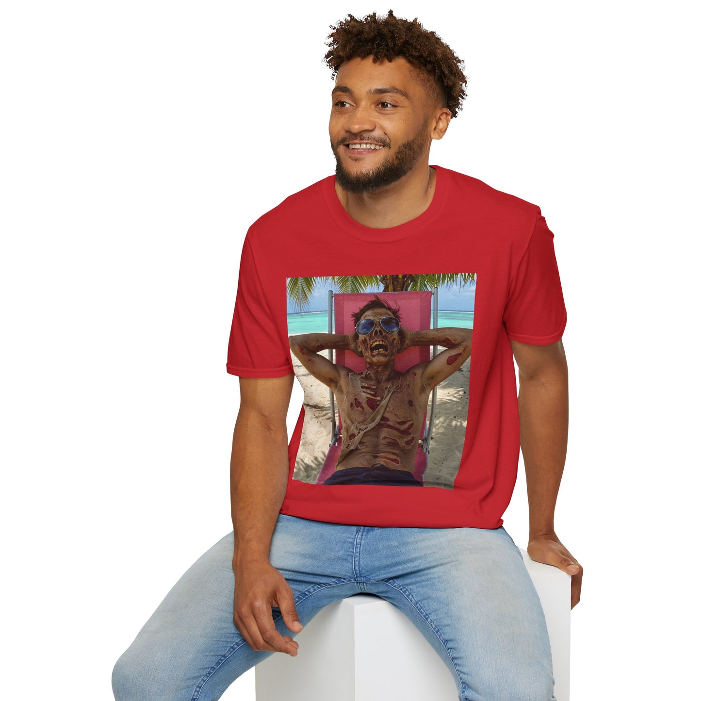 Chill Zombie Unisex Softstyle T-Shirt - Perfect for Beach Days & Halloween