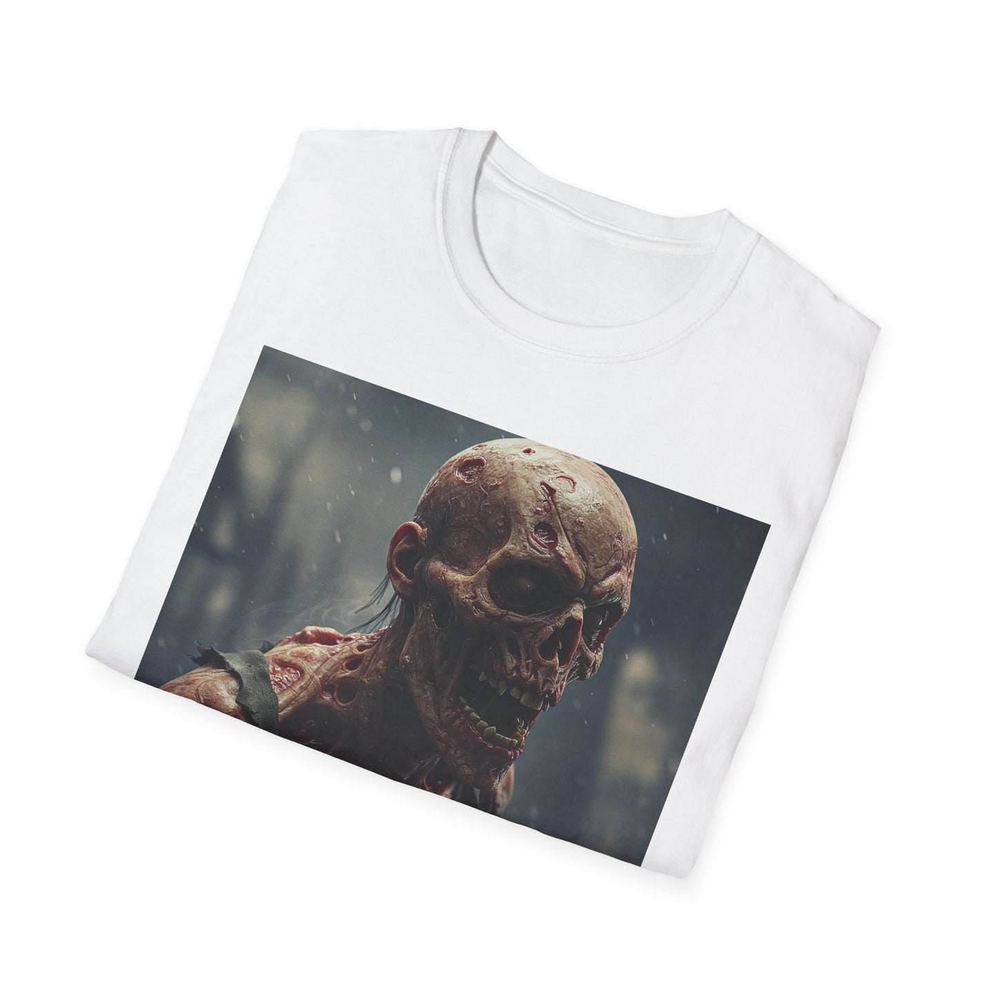 Unisex Softstyle T-Shirt with Creepy Skeleton Design - Perfect for Halloween and Horror Fans