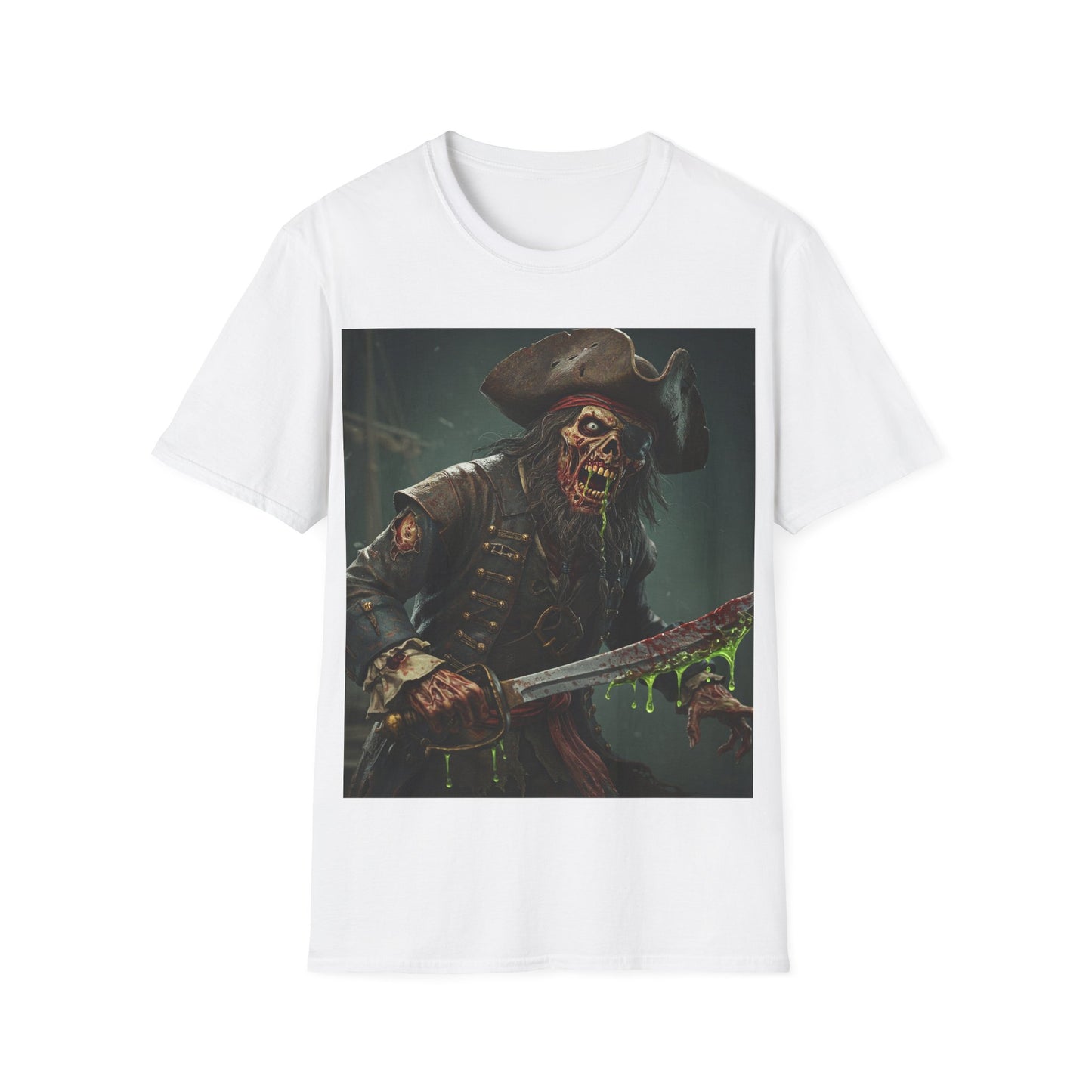UK - Zombie Pirate Graphic Unisex T-Shirt - Perfect for Halloween and Casual Wear