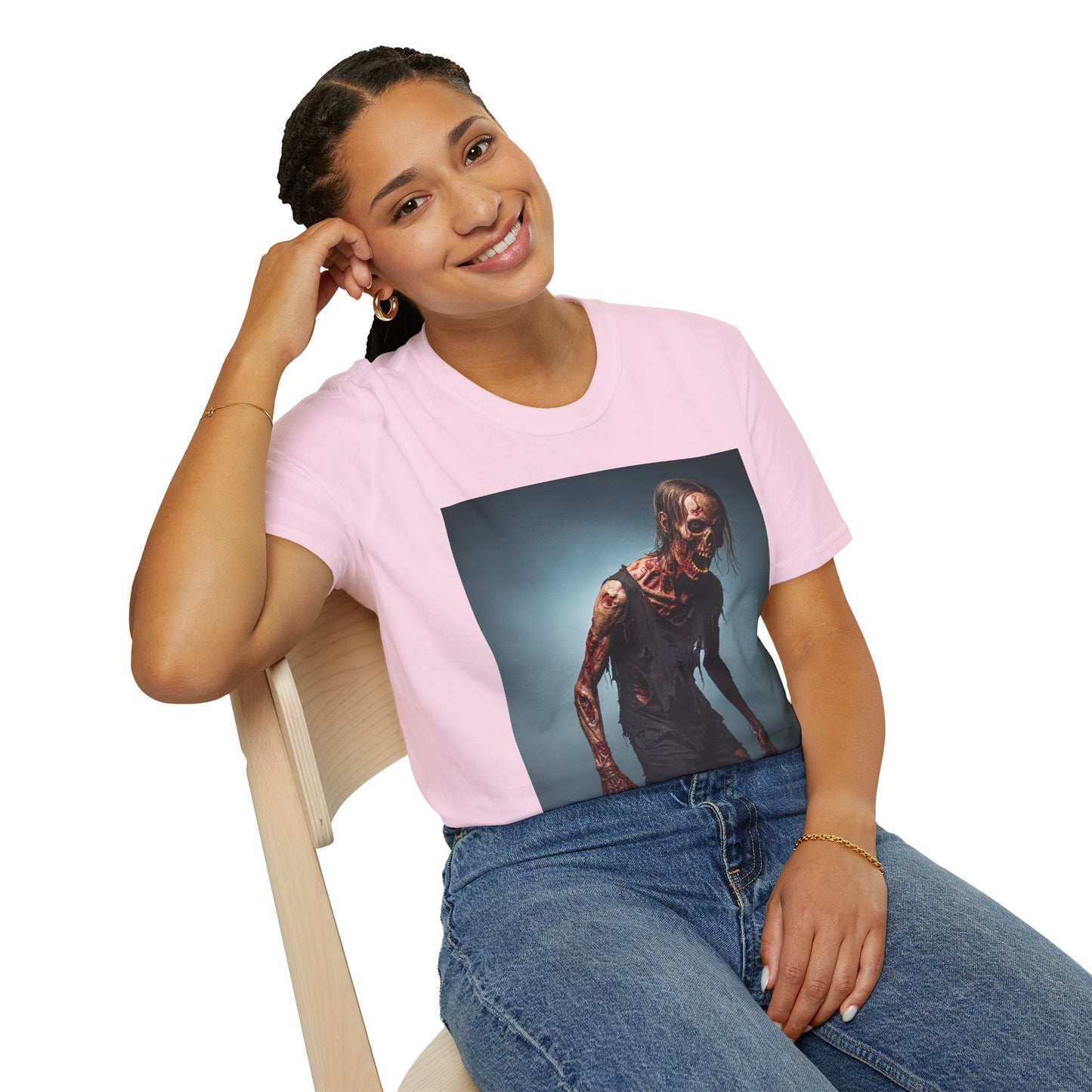 Zombie Graphic Unisex Softstyle T-Shirt - Perfect for Halloween and Horror Fans