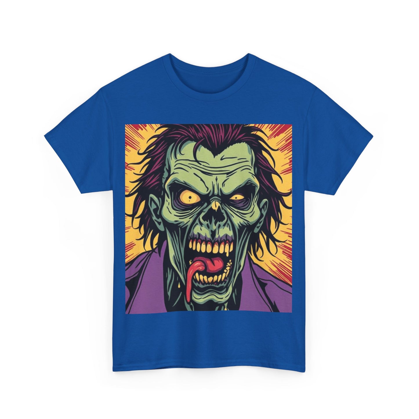 UK - Horror-Themed Unisex Heavy Cotton Tee - Zombie Graphic T-Shirt for Halloween & Casual Wear