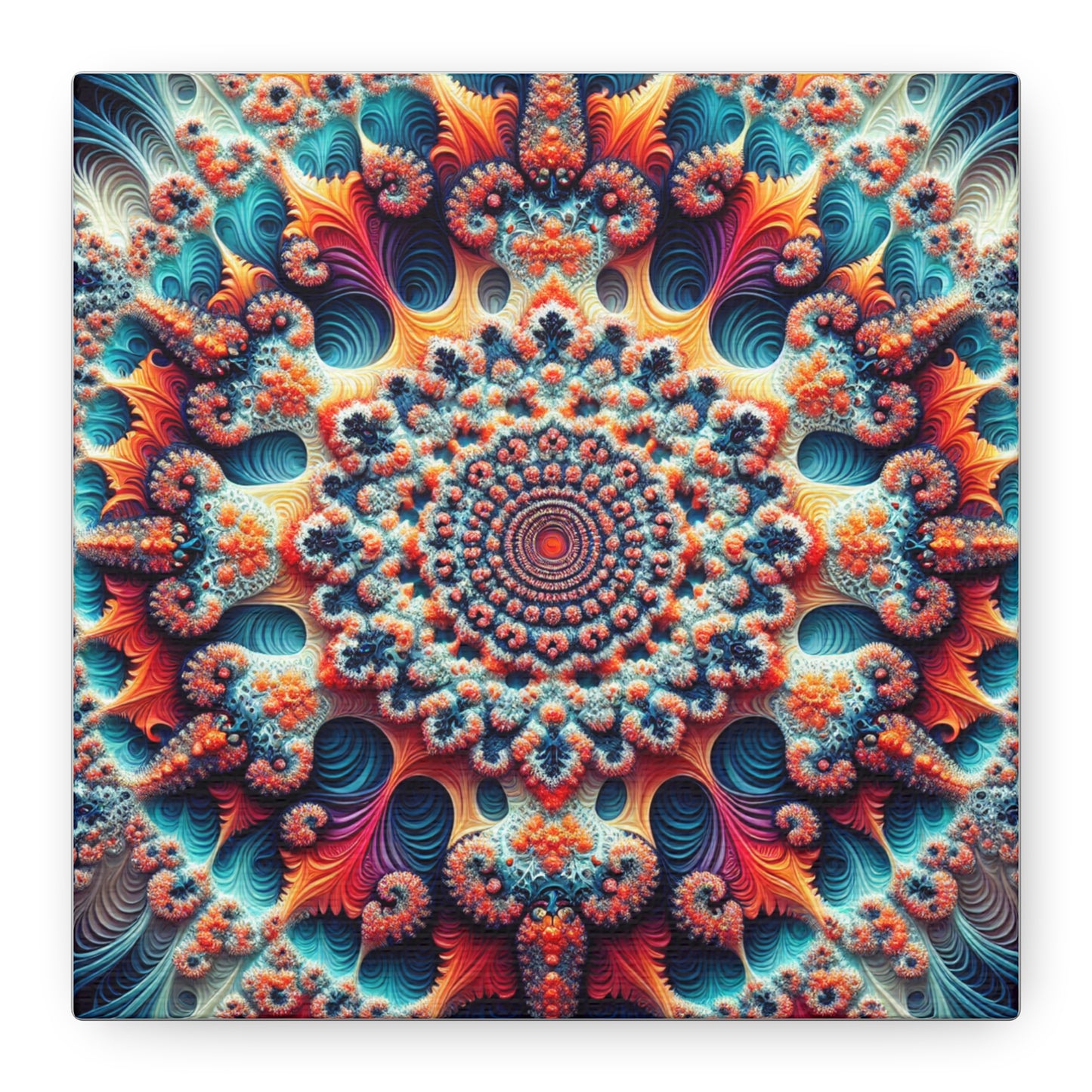 Vibrant Fractal Art Canvas – Stunning Stretched Wall Decor for Home or Office