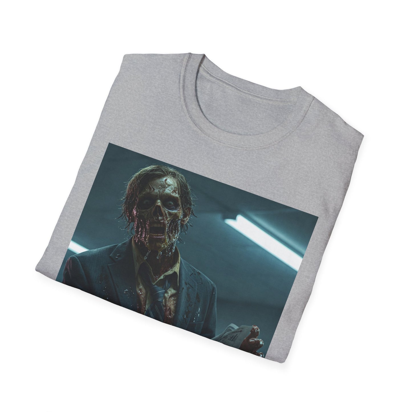 Zombie Horror Unisex Softstyle T-Shirt - Spooky Graphic Tee for Halloween and Horror Lovers