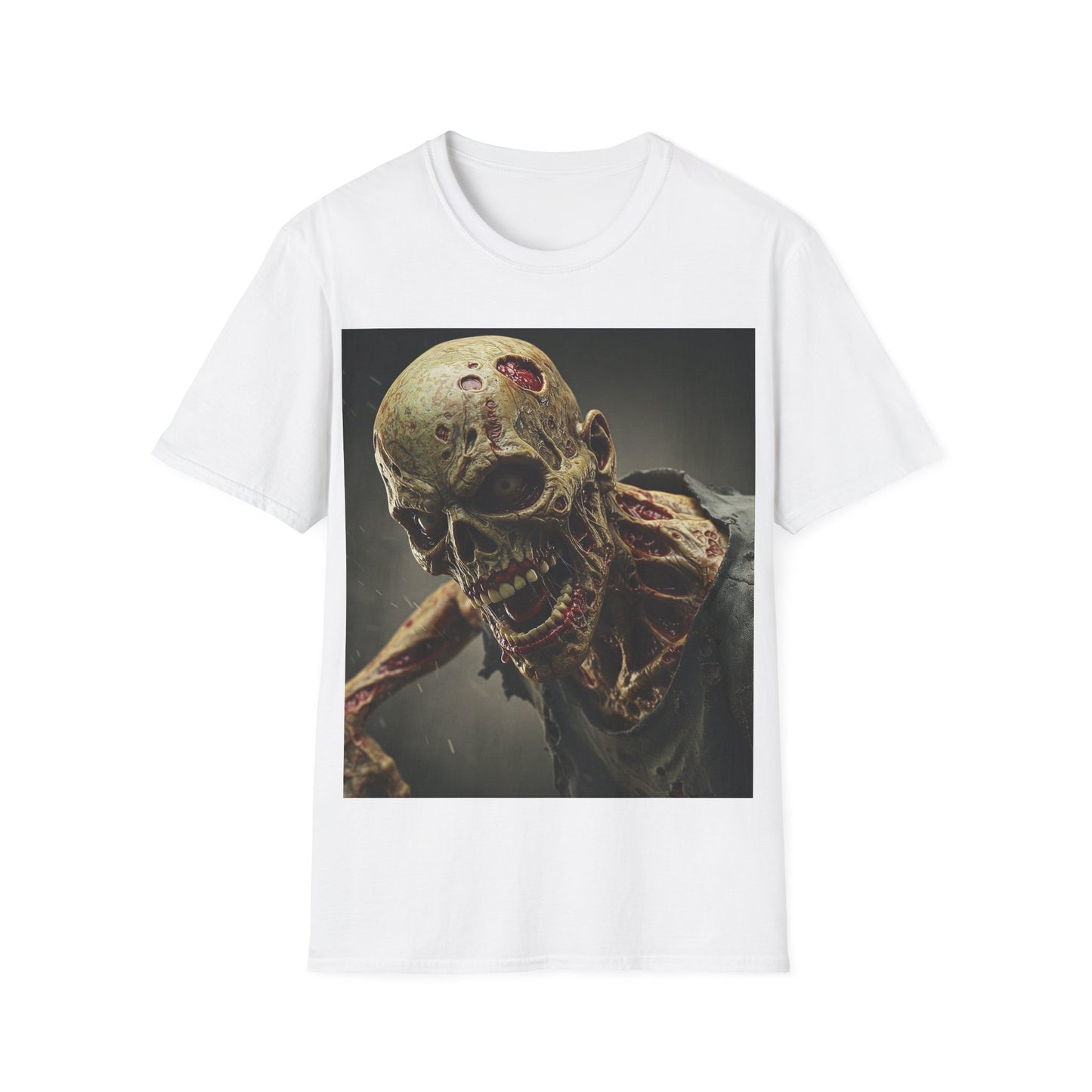 UK - Zombie Skull Unisex Softstyle T-Shirt - Spooky Halloween Tee