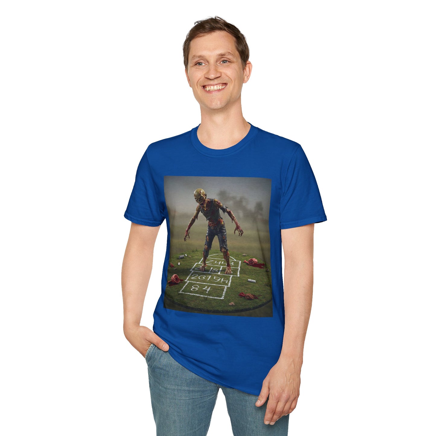 Unisex Zombie Hopscotch T-Shirt - Perfect for Halloween or Casual Wear