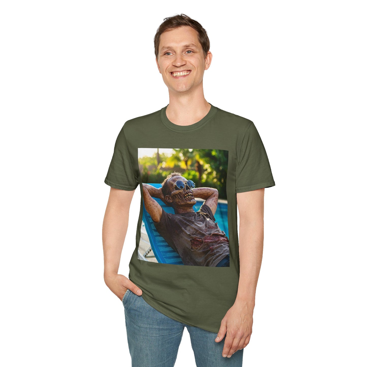 Chillin' Zombie Unisex Softstyle T-Shirt | Halloween Apparel