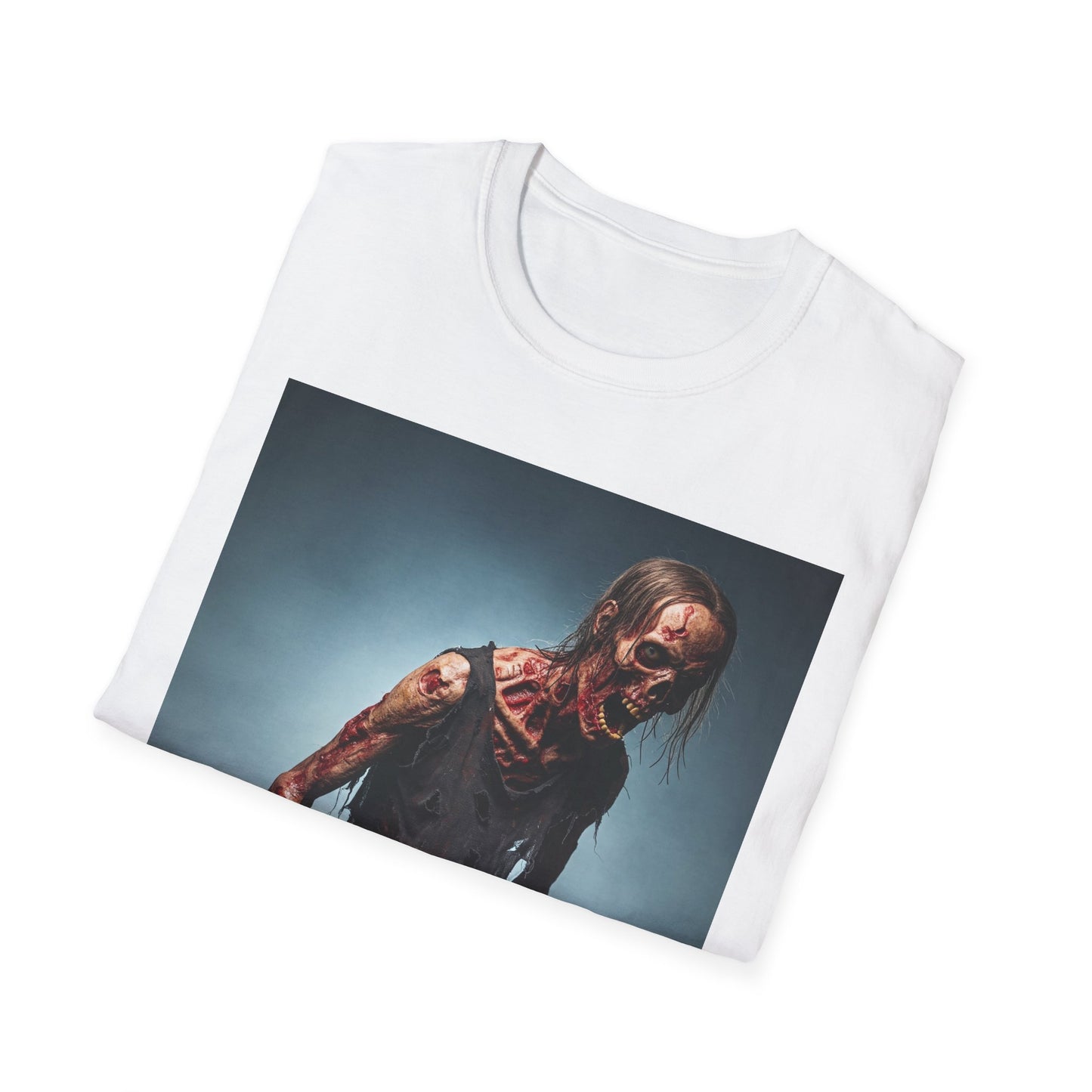 Zombie Graphic Unisex Softstyle T-Shirt - Perfect for Halloween and Horror Fans