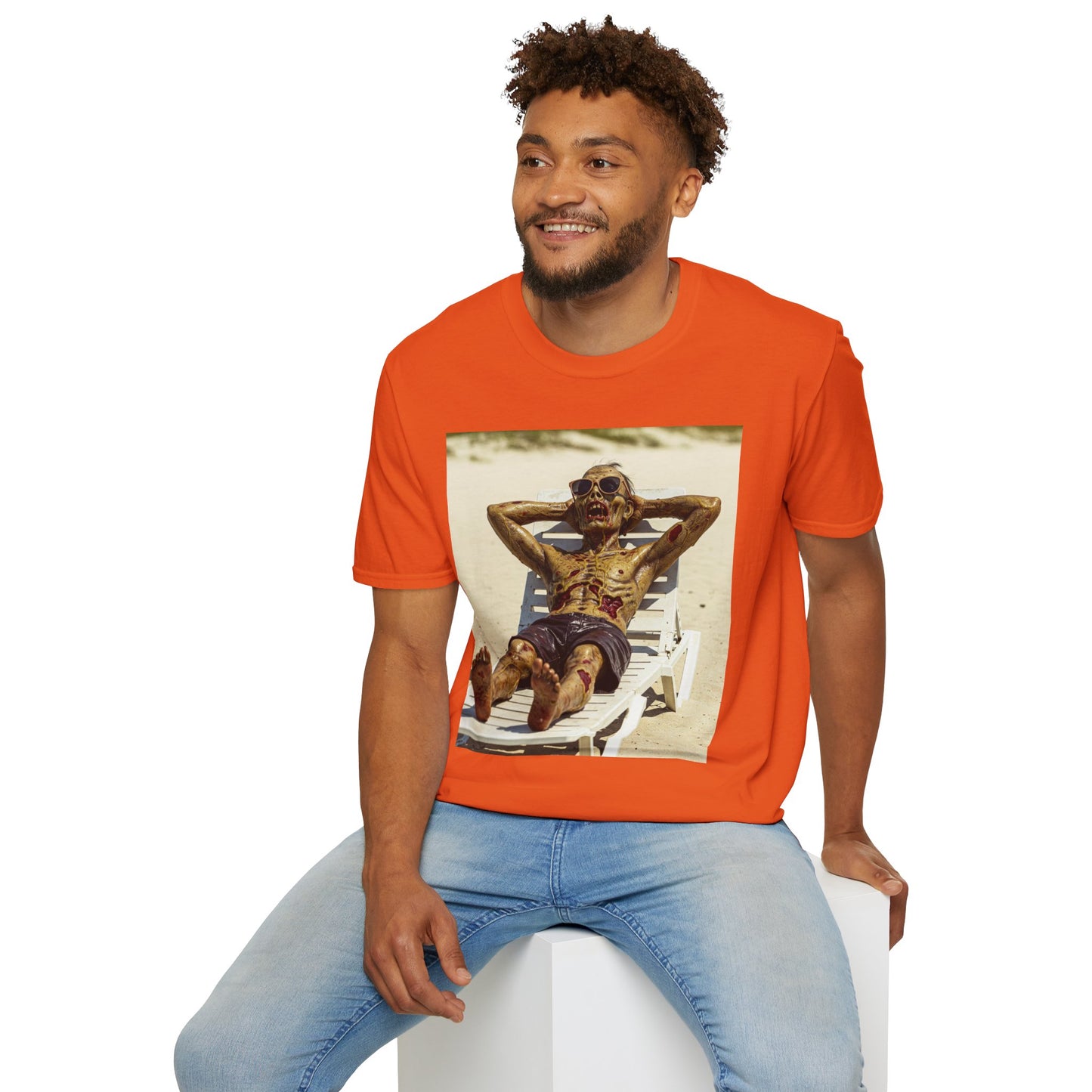 Chillin' Skeleton Unisex Softstyle T-Shirt - Perfect for Halloween & Casual Wear