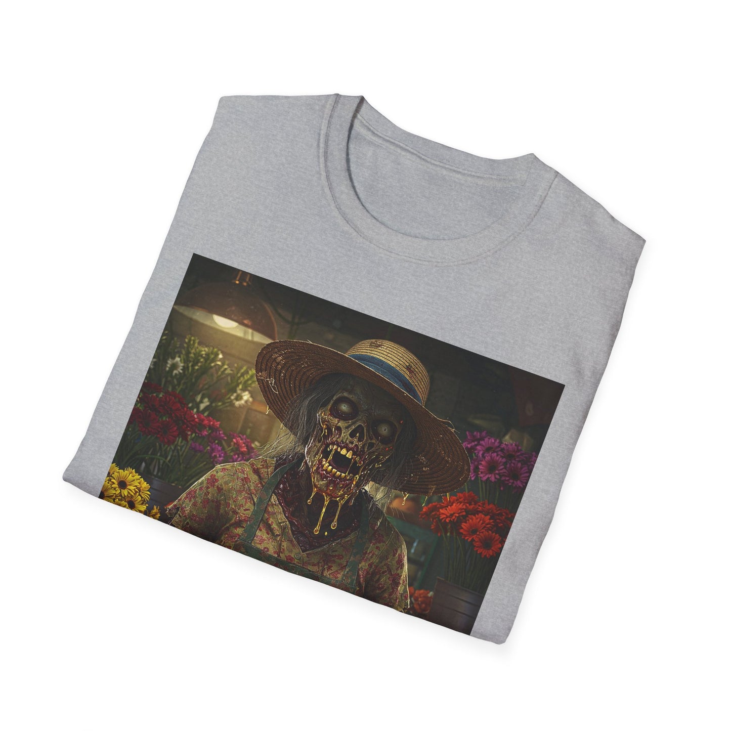 Unisex Softstyle T-Shirt - Vintage Floral Skeleton Design for Halloween