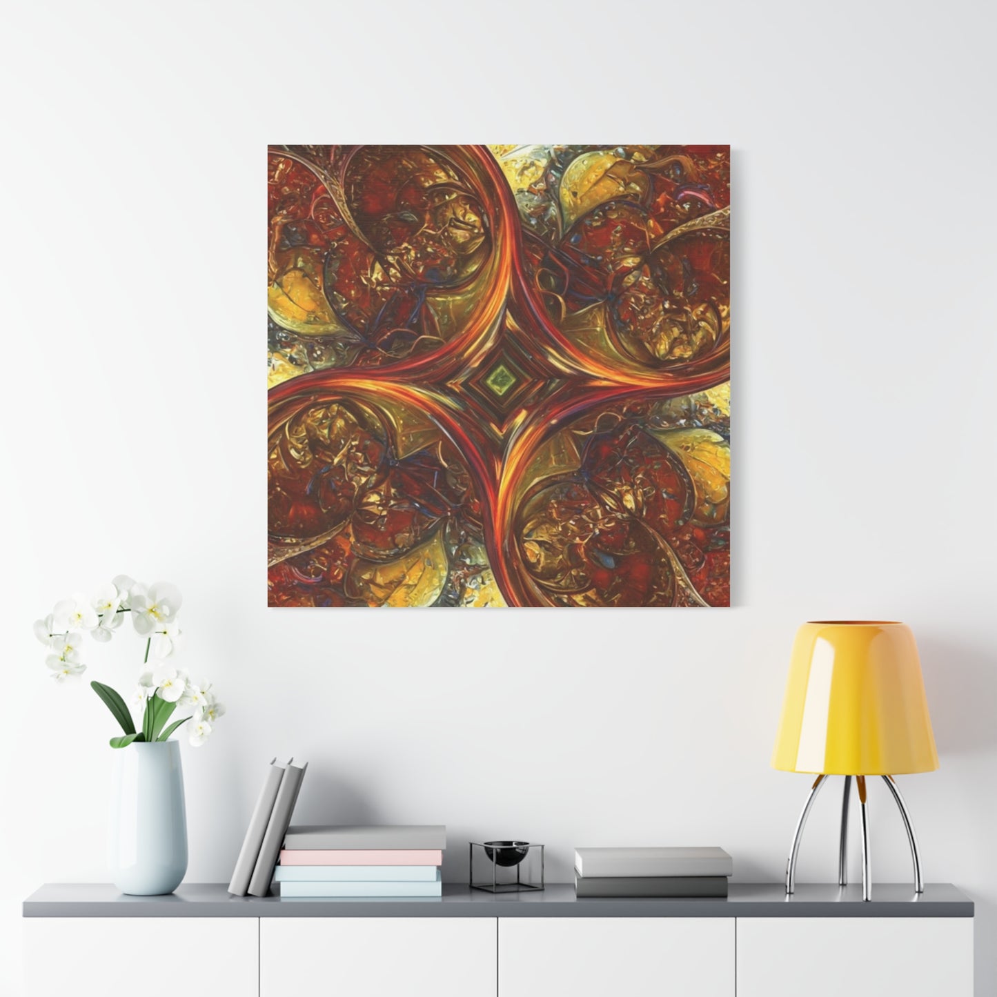 Abstract Art Matte Canvas Wall Decor - Vibrant Fractal Design, Colorful Home Accent