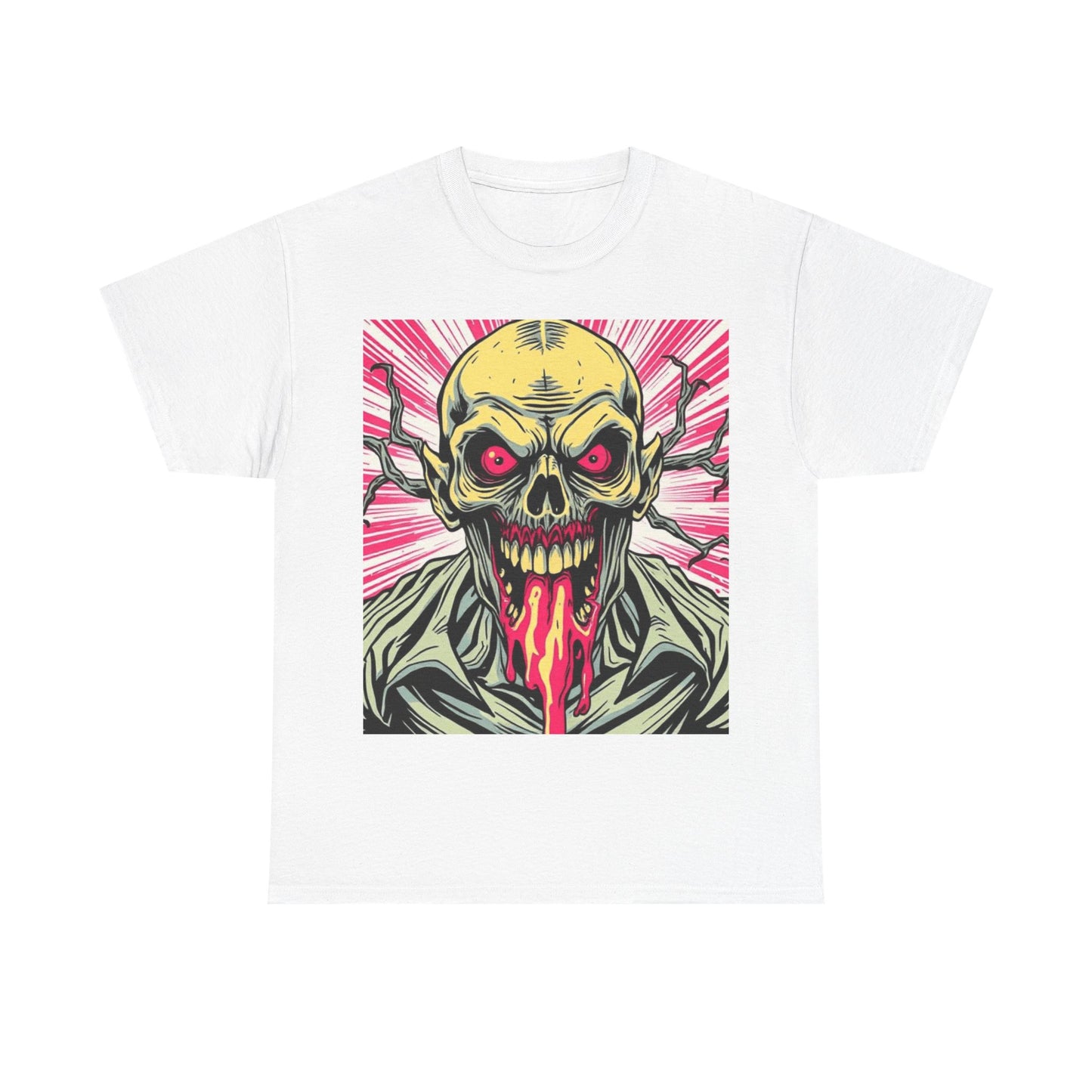 UK - Retro Skull Graphic Unisex Heavy Cotton Tee - Unique Halloween Tee