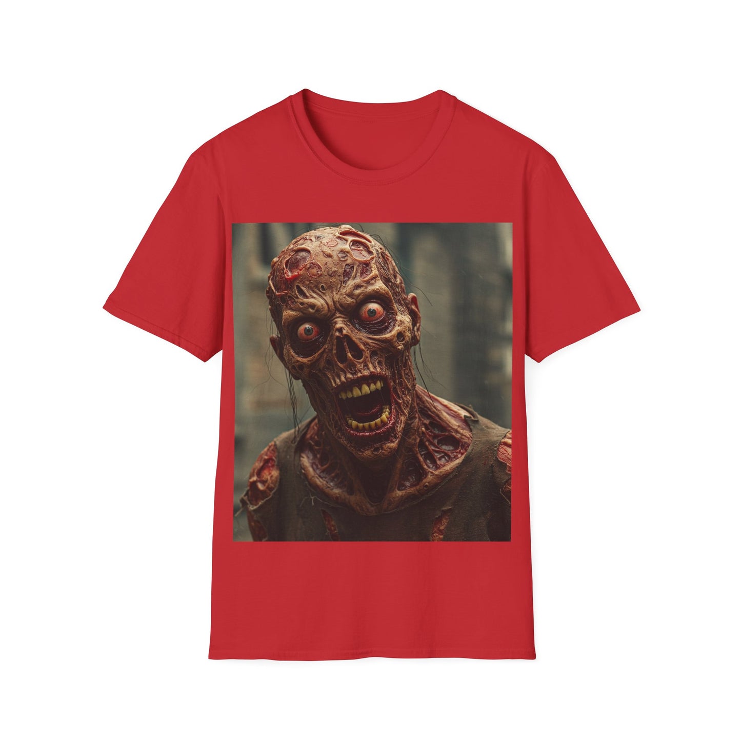 UK - Creepy Zombie Unisex Softstyle T-Shirt for Halloween Horror Fans