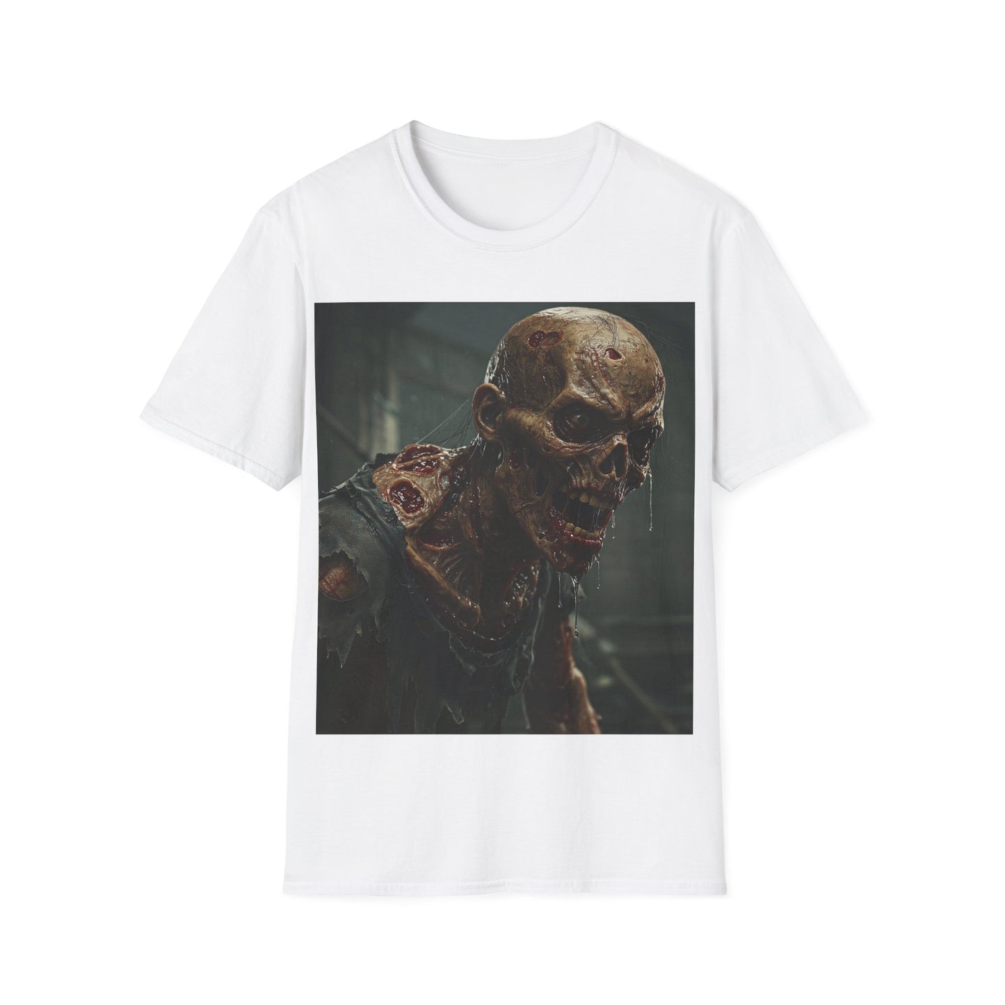 UK - Unisex Softstyle T-Shirt with Zombie Design | Perfect for Halloween and Horror Fans