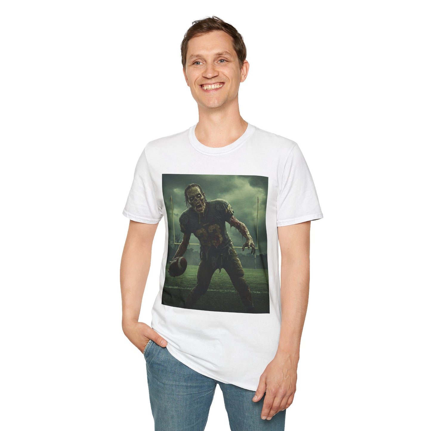 Zombie Football Unisex Softstyle T-Shirt - Perfect for Halloween Fans