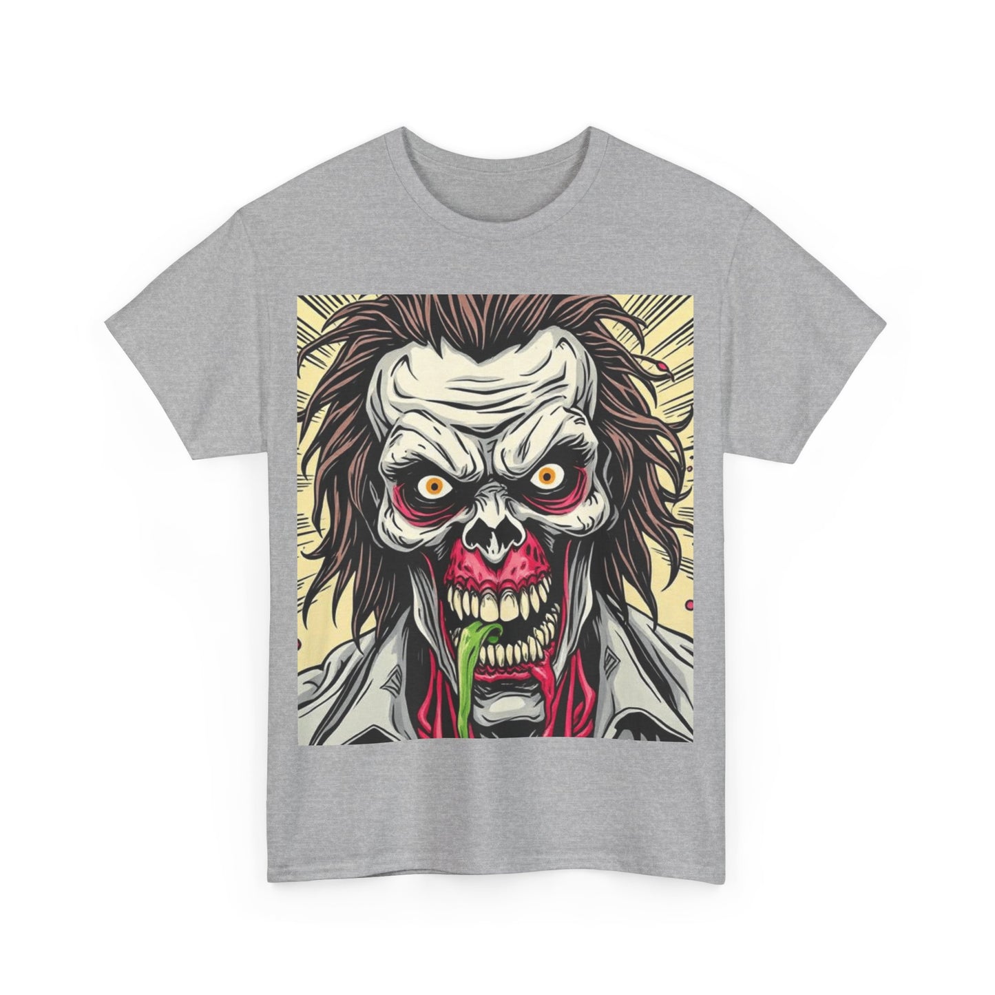 UK - Zombie Graphic Unisex Heavy Cotton Tee - Spooky Horror Shirt