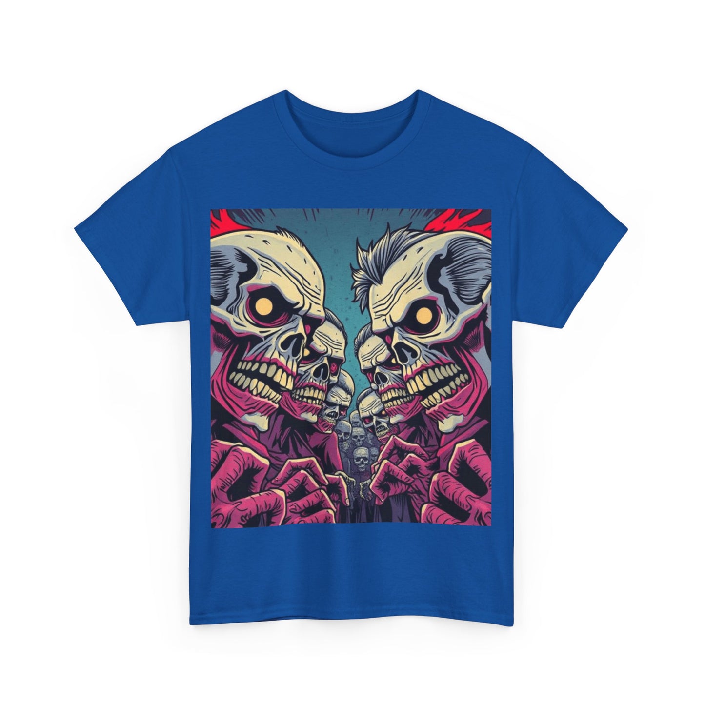 UK - Gothic Skull T-Shirt - Unisex Heavy Cotton Tee for Halloween and Punk Fans
