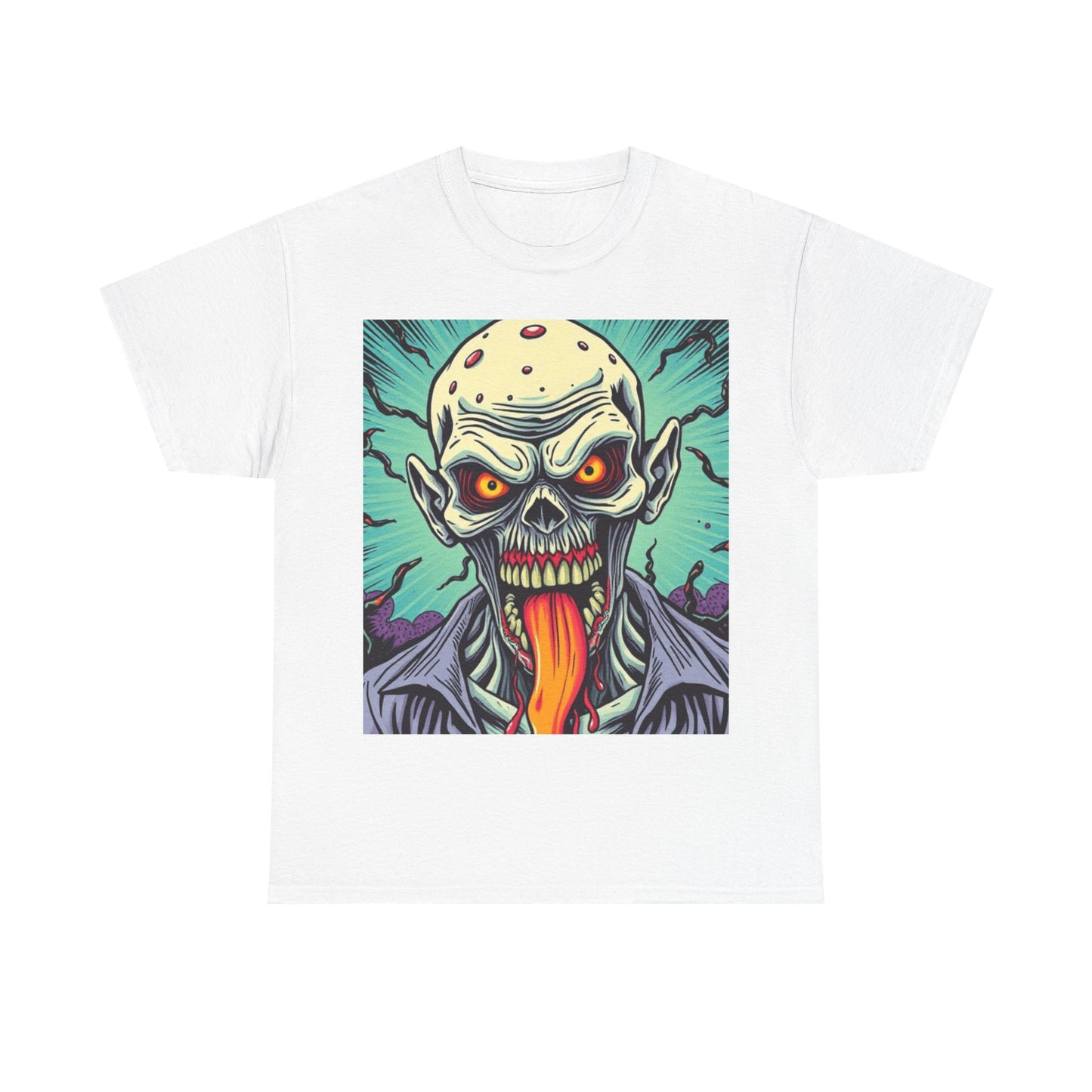 UK - Spooky Graphic Unisex Heavy Cotton Tee - Halloween Evil Zombie Design