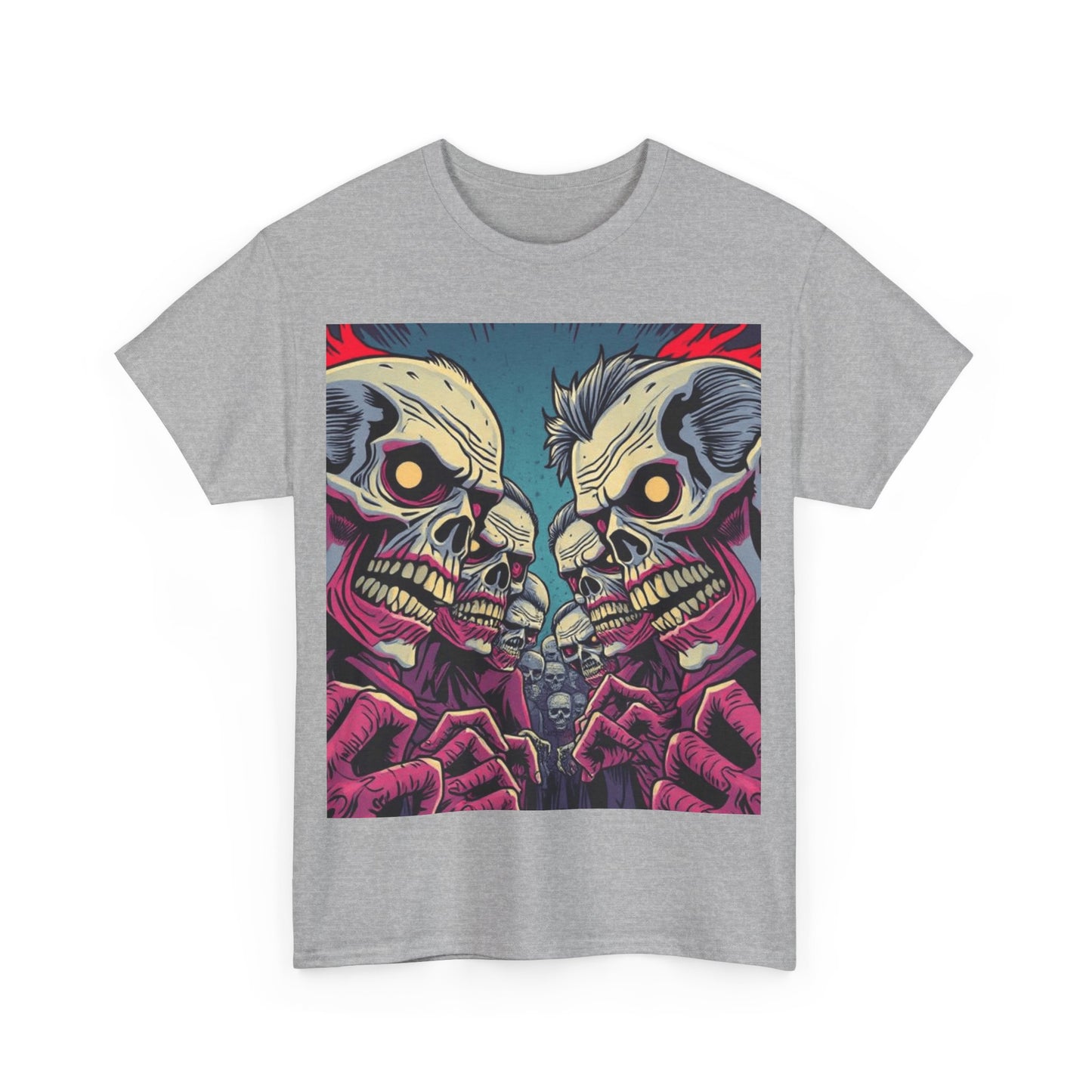 UK - Gothic Skull T-Shirt - Unisex Heavy Cotton Tee for Halloween and Punk Fans