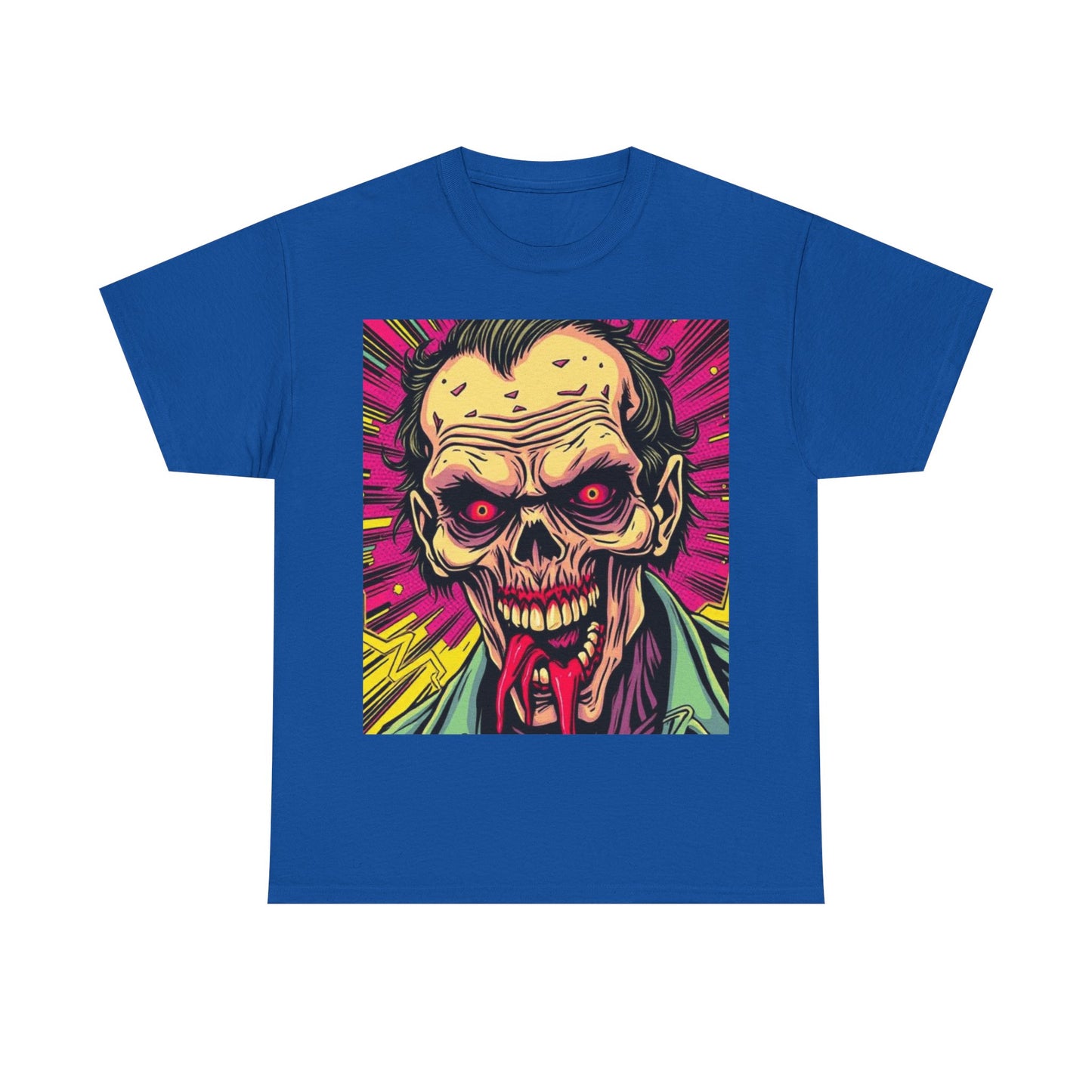 UK - Retro Zombie Graphic Unisex Heavy Cotton Tee - Perfect for Halloween and Horror Fans